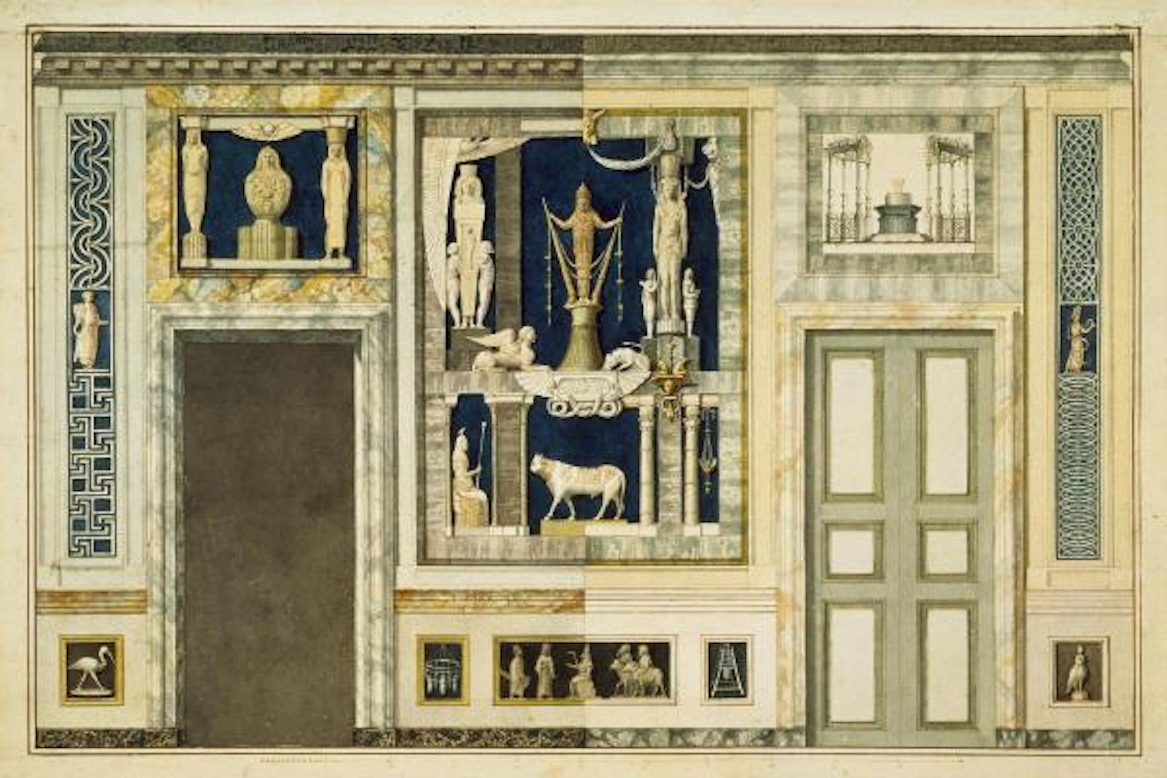 TOMMASO CONCA - UNEXECUTED ELEVATION FOR THE STANZA EGIZIA AT THE VILLA BORGHESE