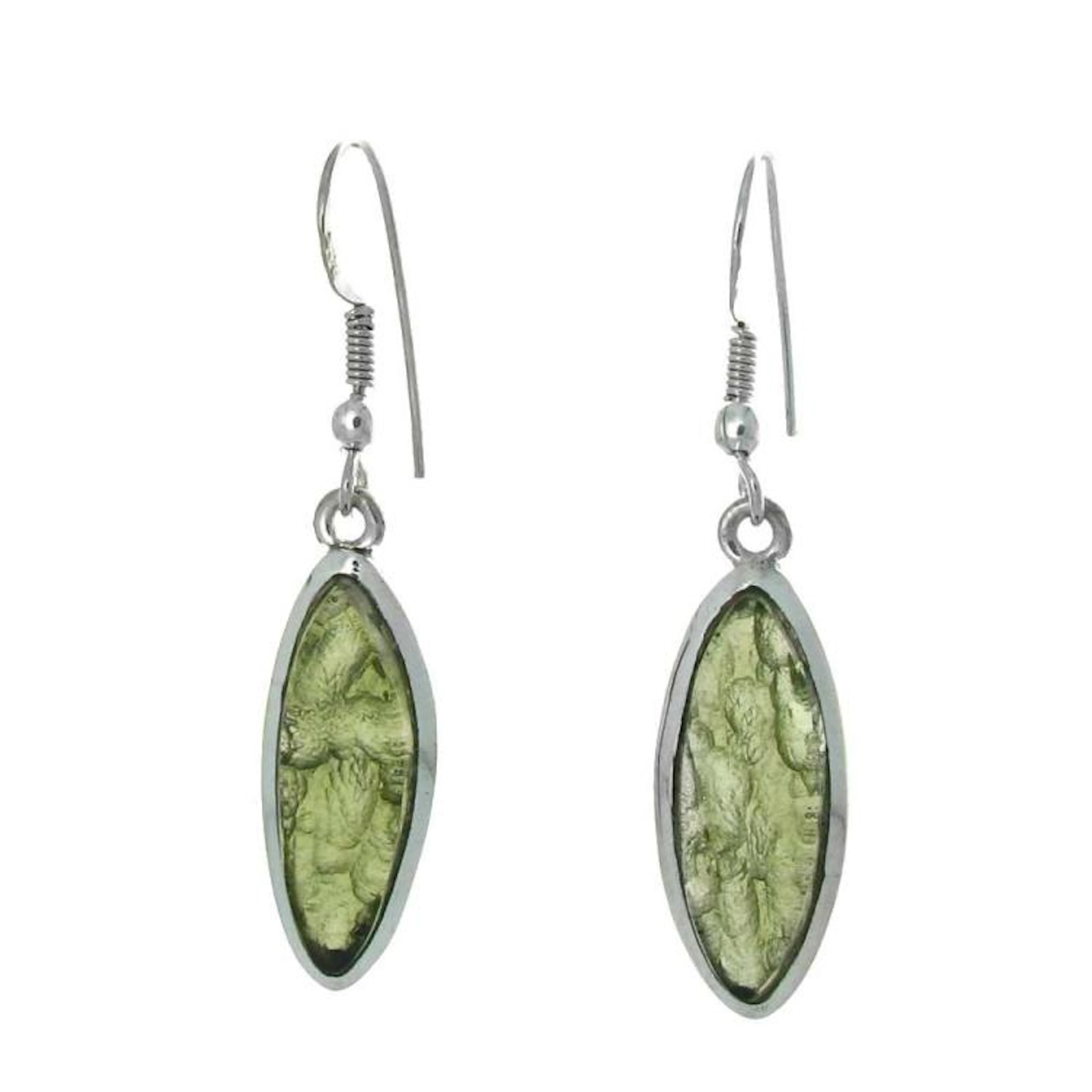 Marquise Cut Moldavite Earrings