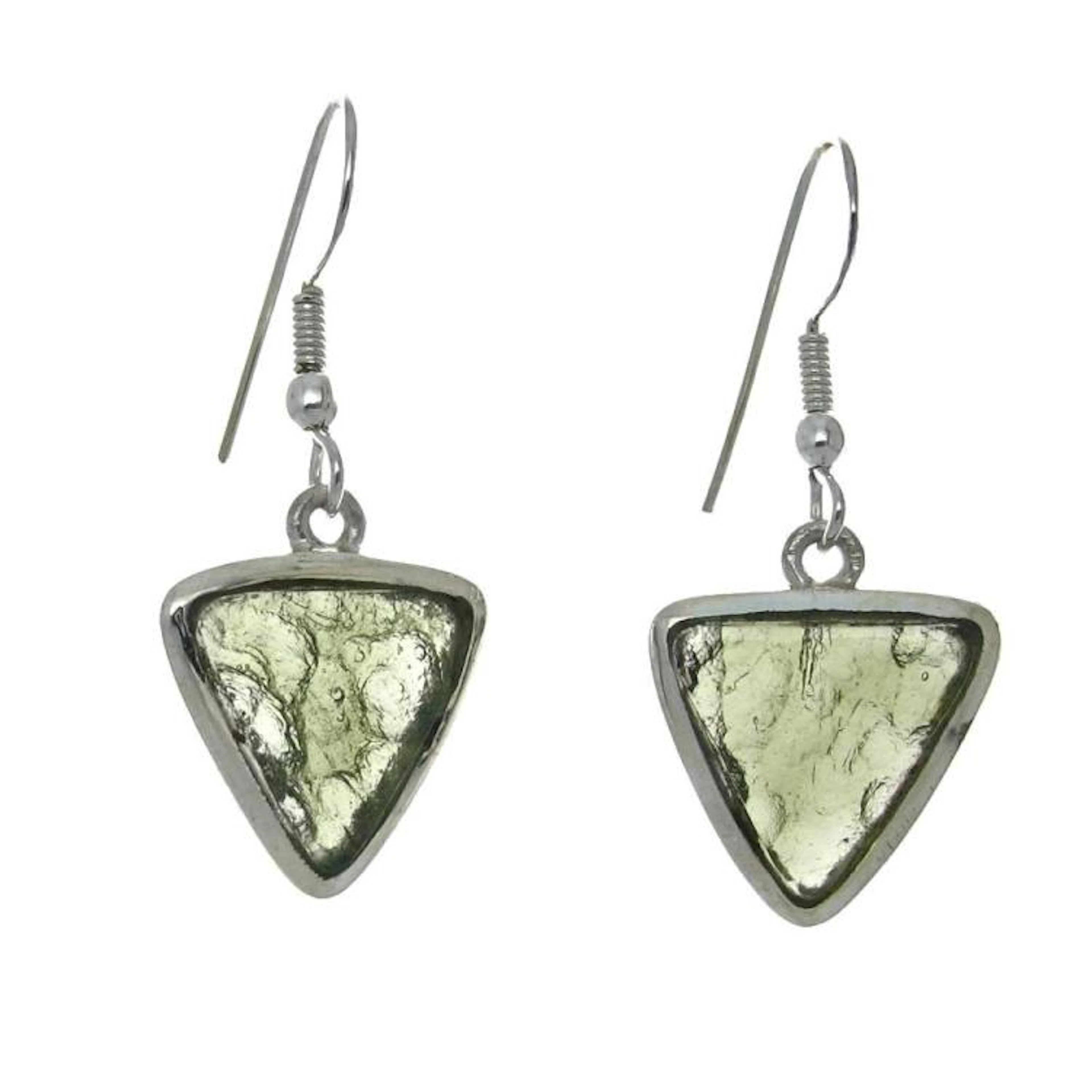 Triangular Cut Moldavite Earrings
