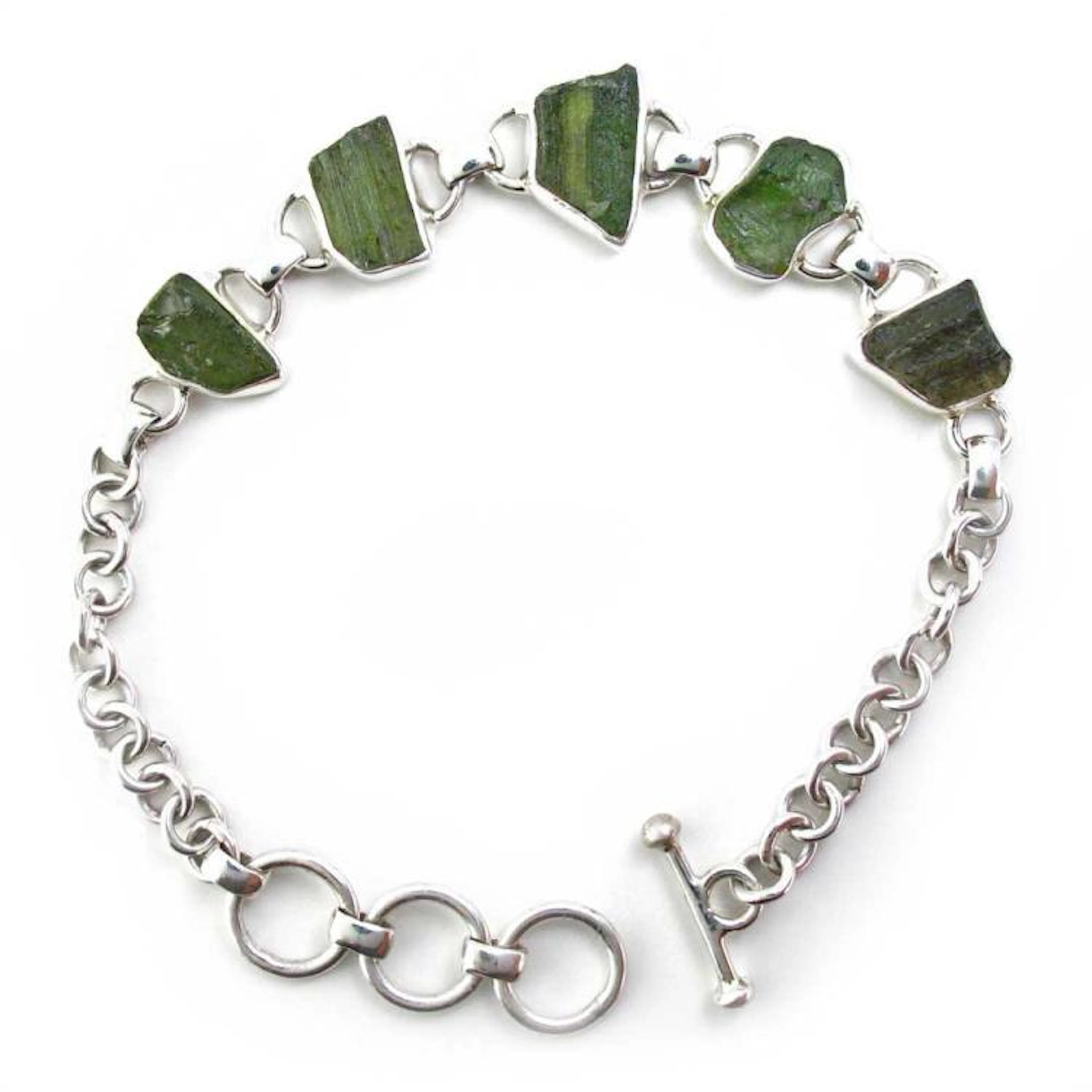 Natural Unfaceted Moldavite Bracelet