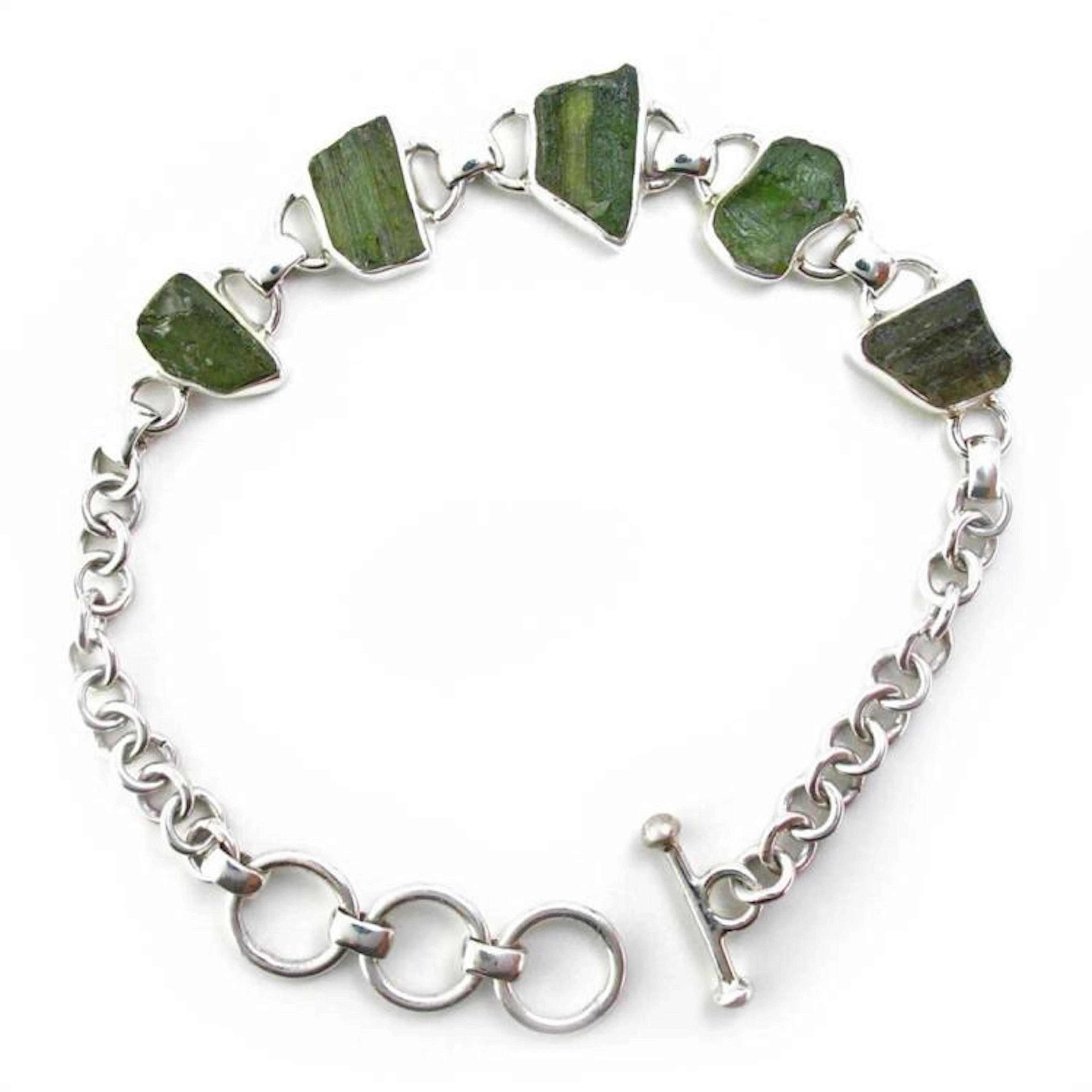 Natural Unfaceted Moldavite Bracelet