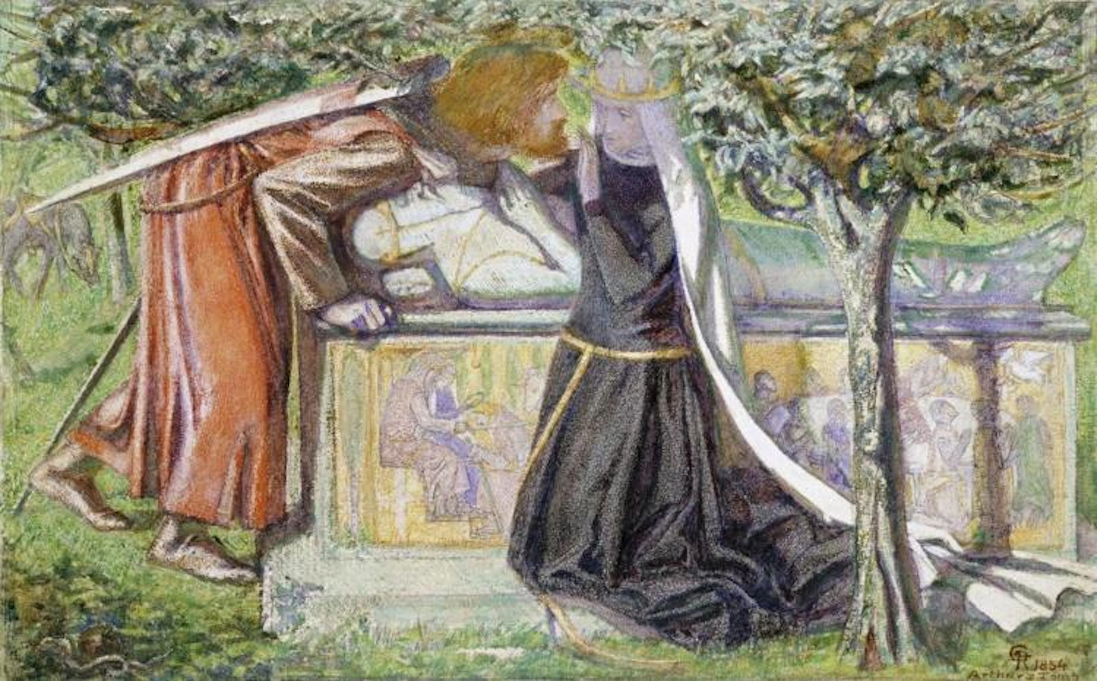 DANTE GABRIEL ROSSETTI - ARTHUR'S TOMB: SIR LAUNCELOT PARTING FROM GUENEVERE