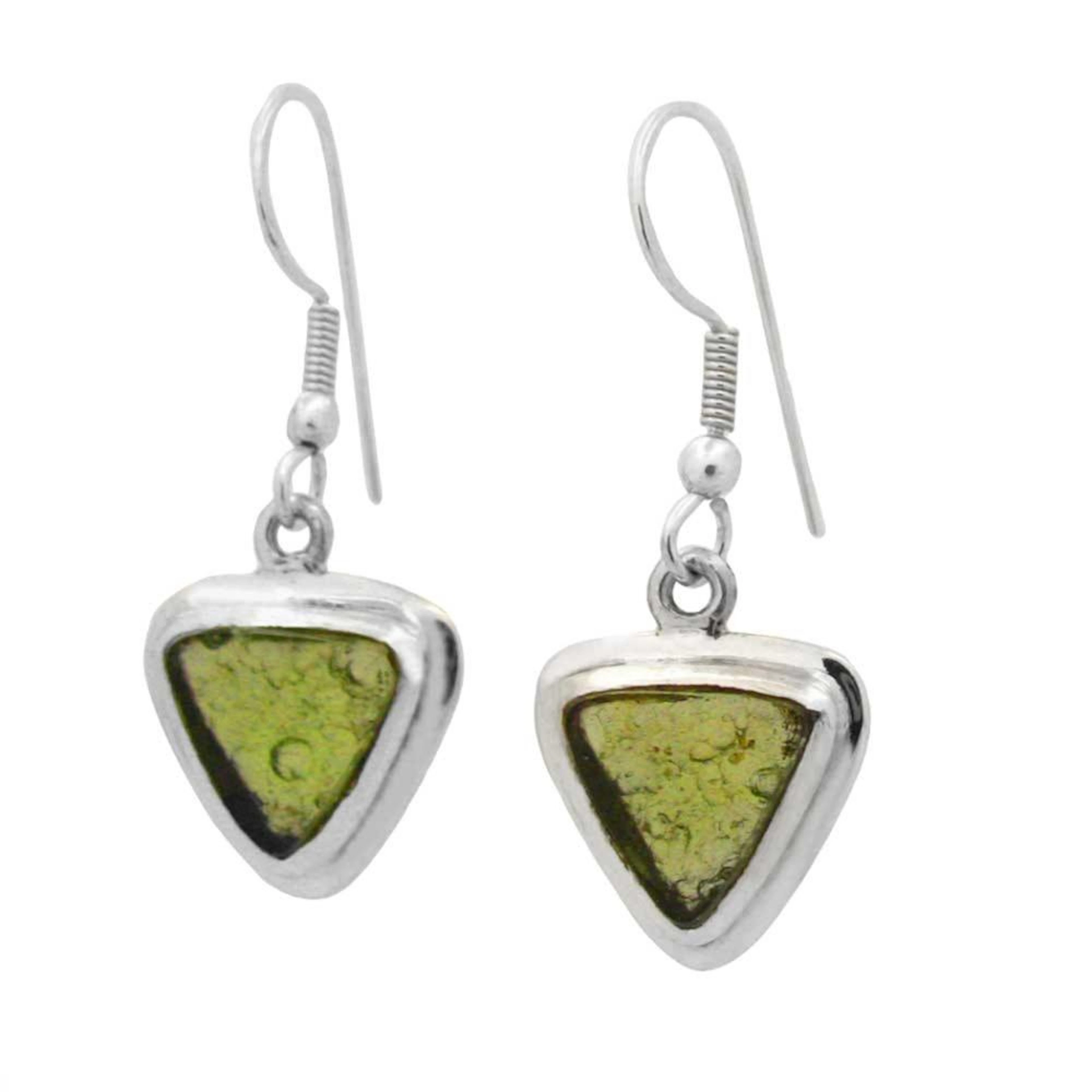 Triangular Cut Moldavite Earrings