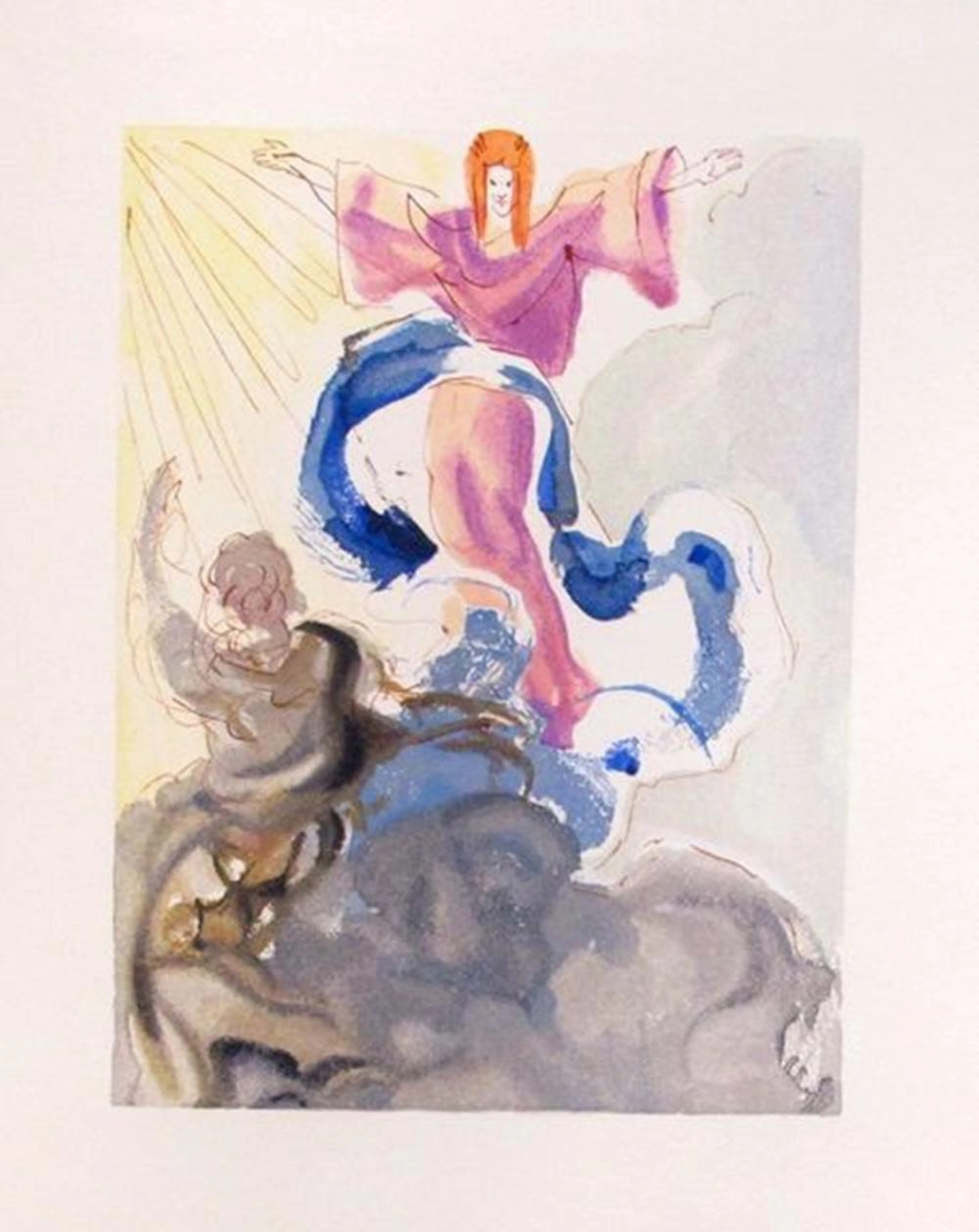 Salvador Dali 1960 Divine Comedy Paradise #3 Color Woodcut Wood Block Engraving