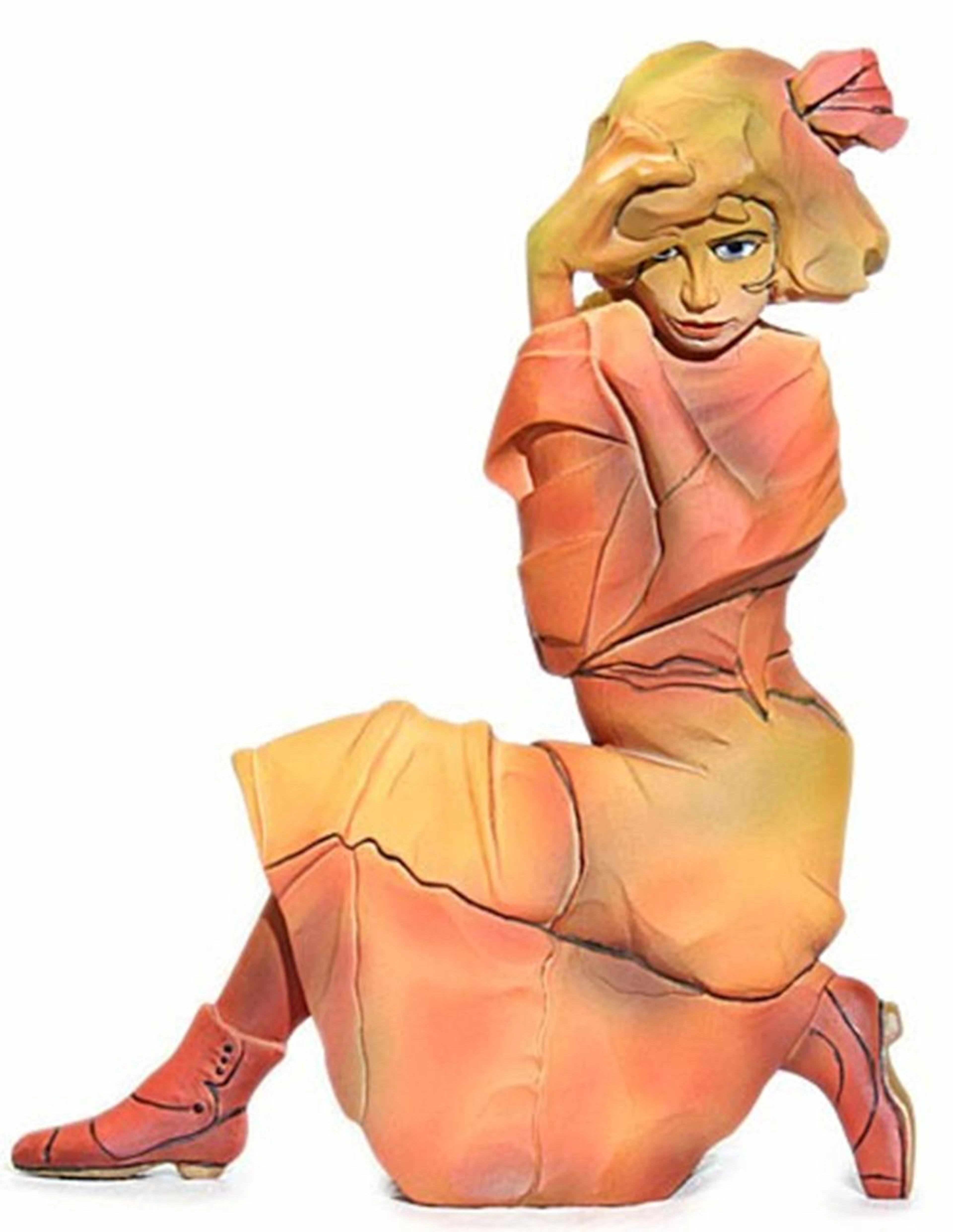 Kneeling Girl in Orange-Red Dress By Egon Schiele