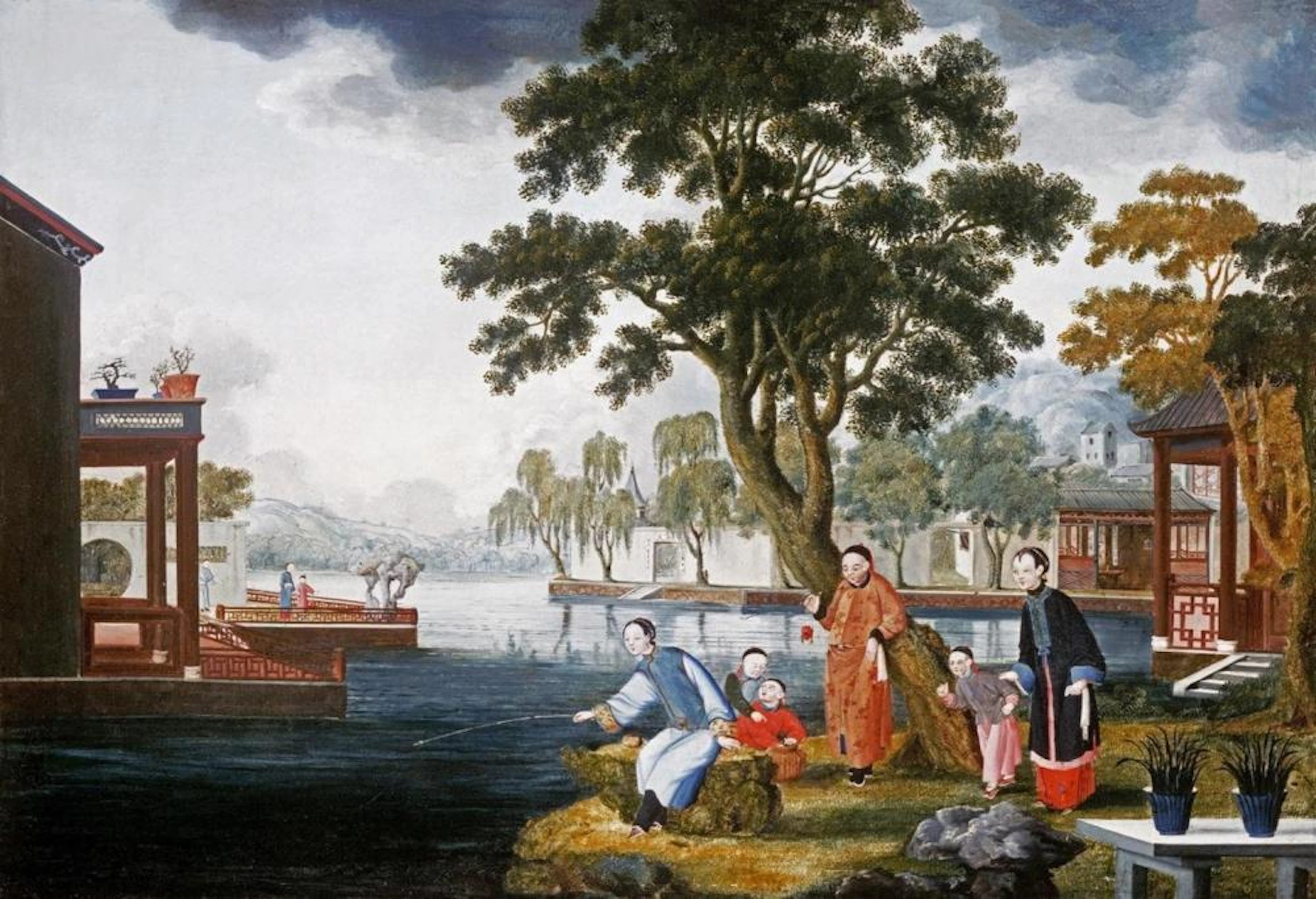 CHINESE SCHOOL - SUMMER: A FAMILY FISHING BY A LAKE