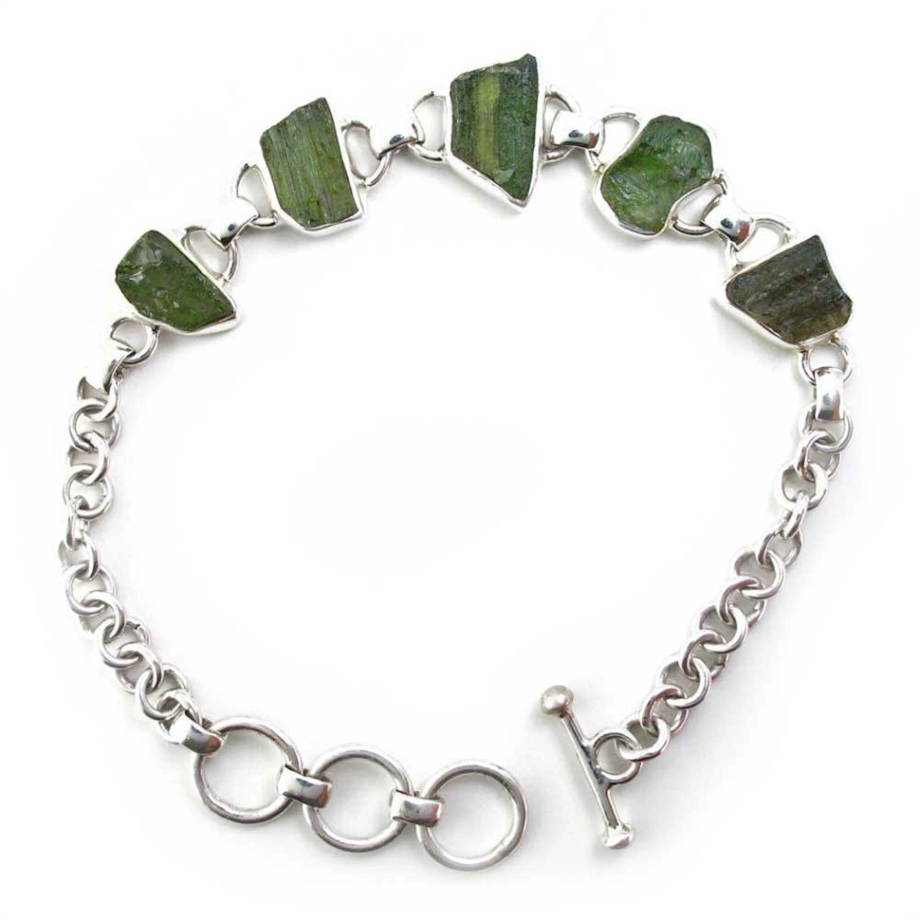 Natural Unfaceted Moldavite Bracelet