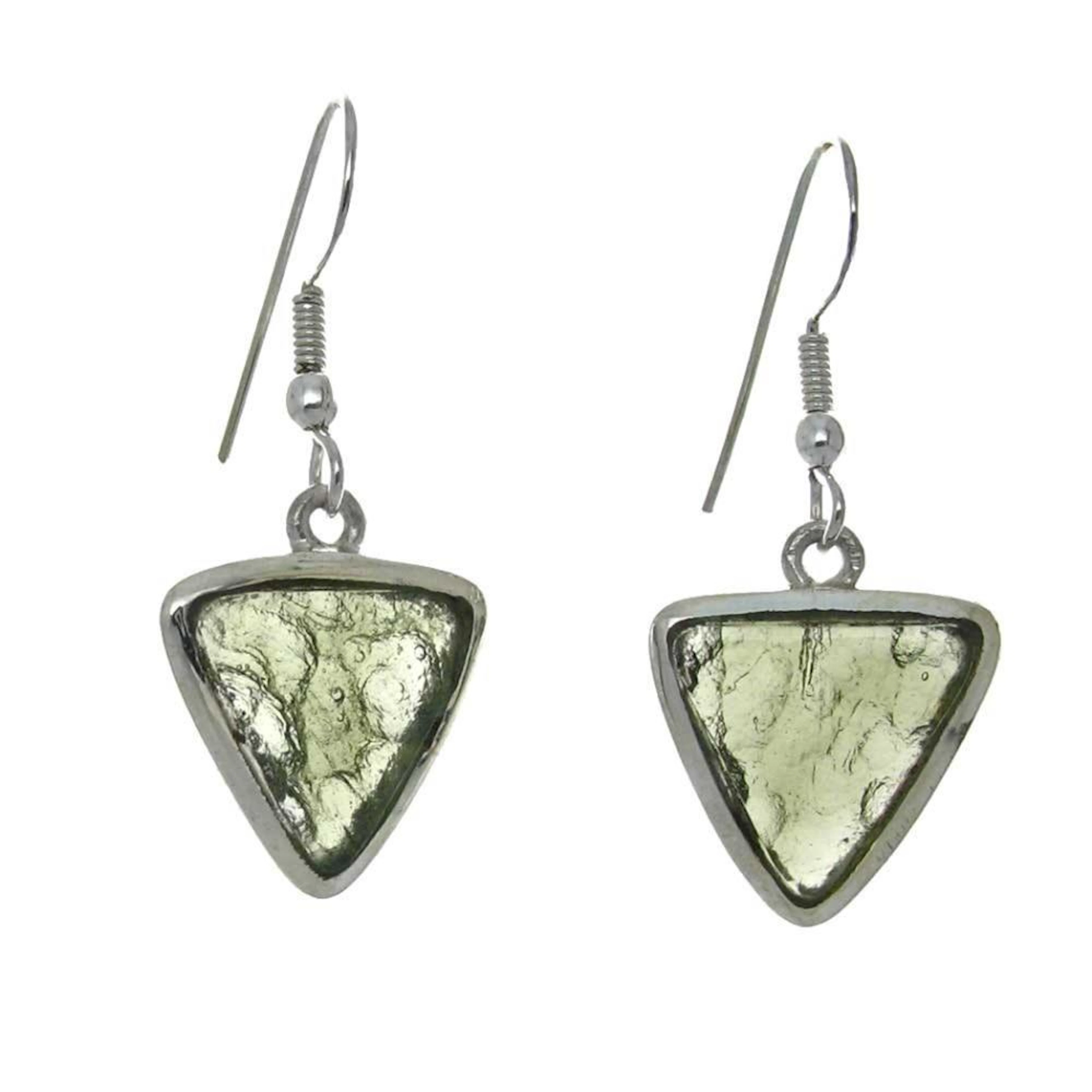 Triangular Cut Moldavite Earrings