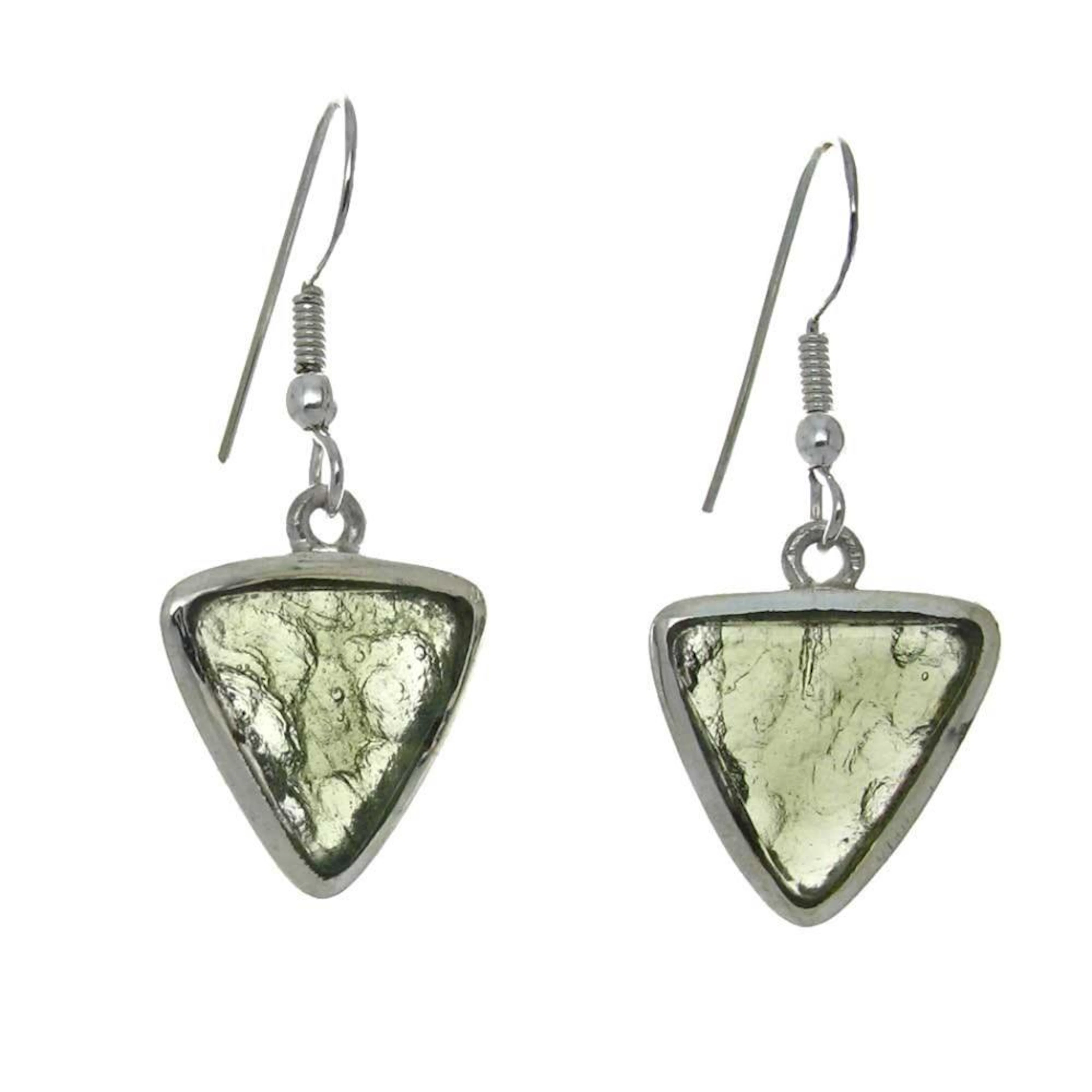 Triangular Cut Moldavite Earrings