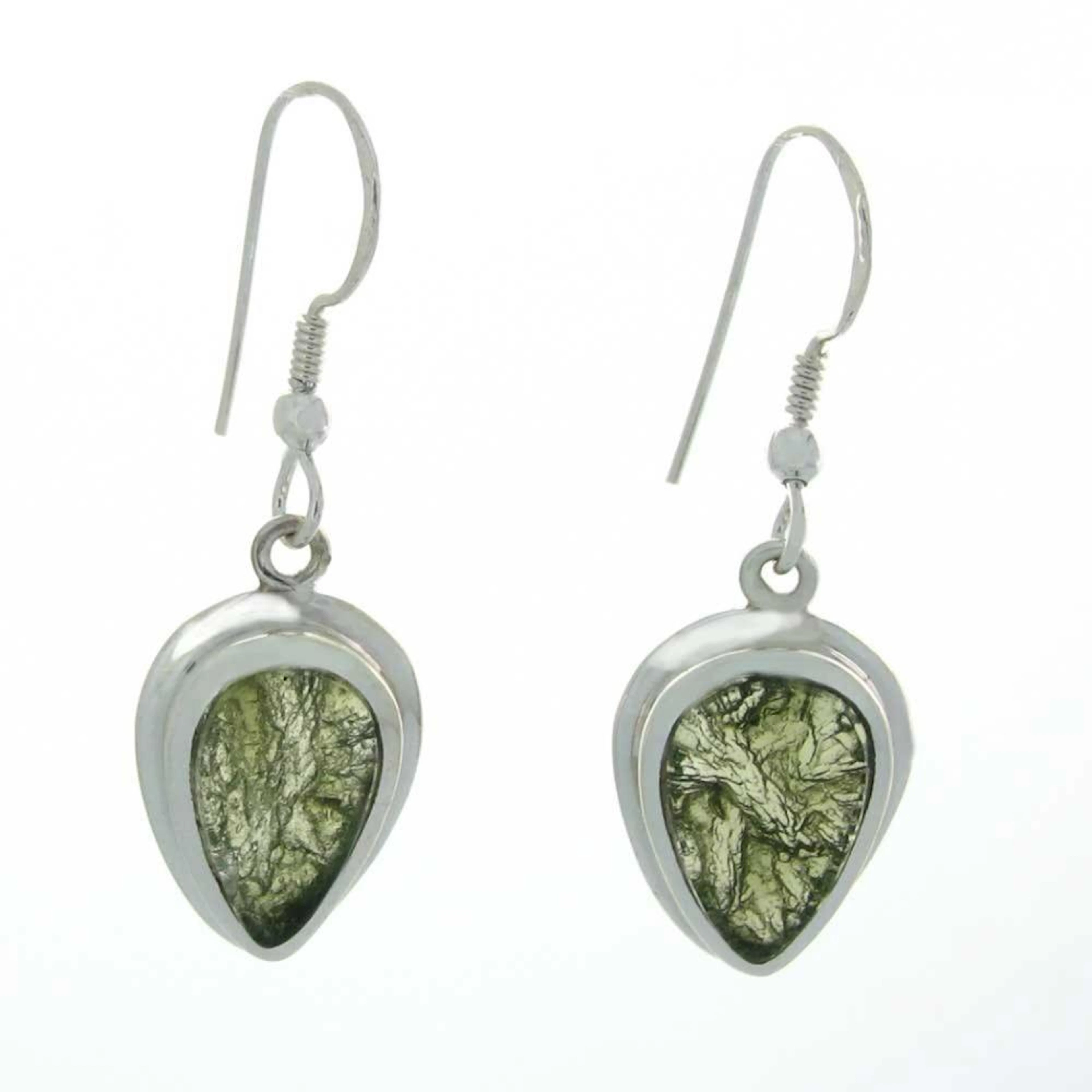 Pear Cut Moldavite Earrings