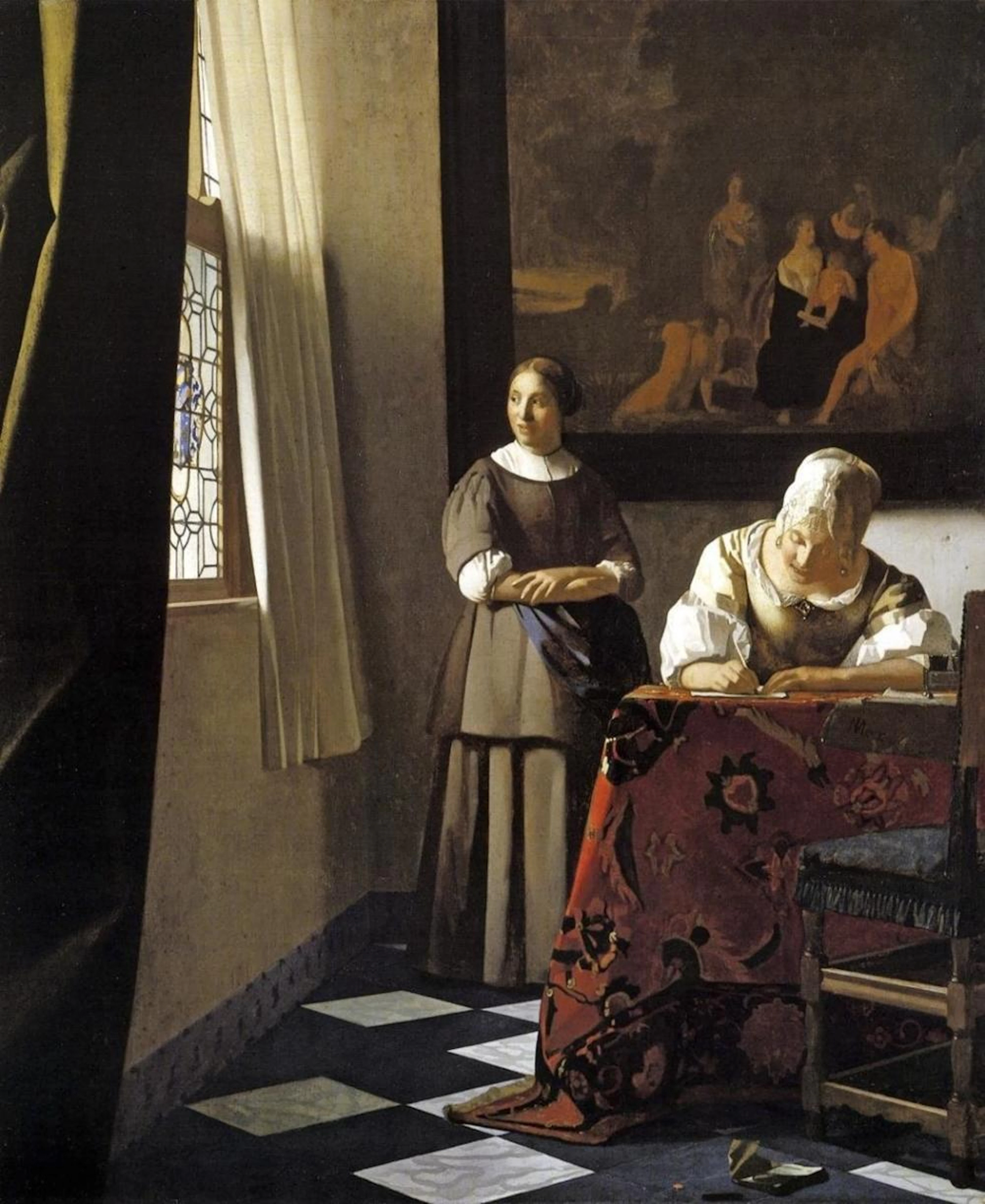 JOHANNES VERMEER - LADY WRITING A LETTER WITH HER MAID
