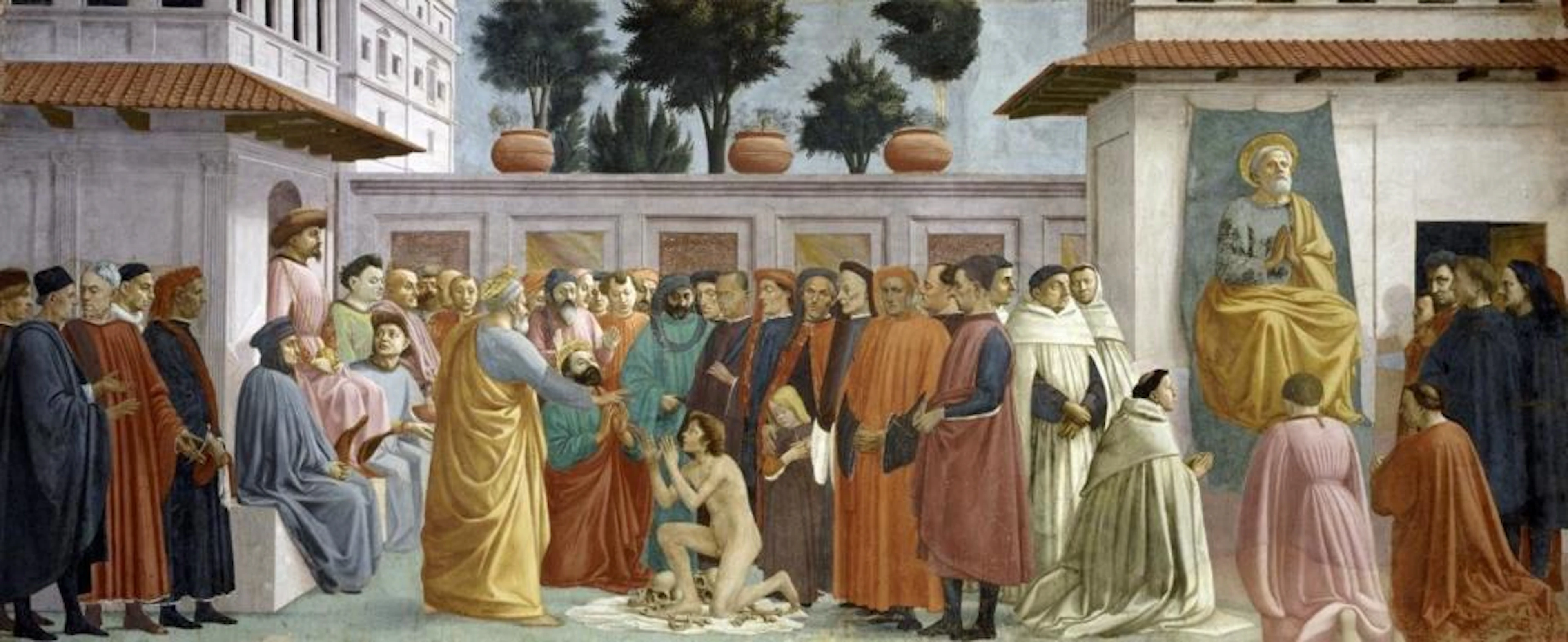 MASACCIO - ST. PETER RESURRECTS THE CHILD OF THEOPHILUS