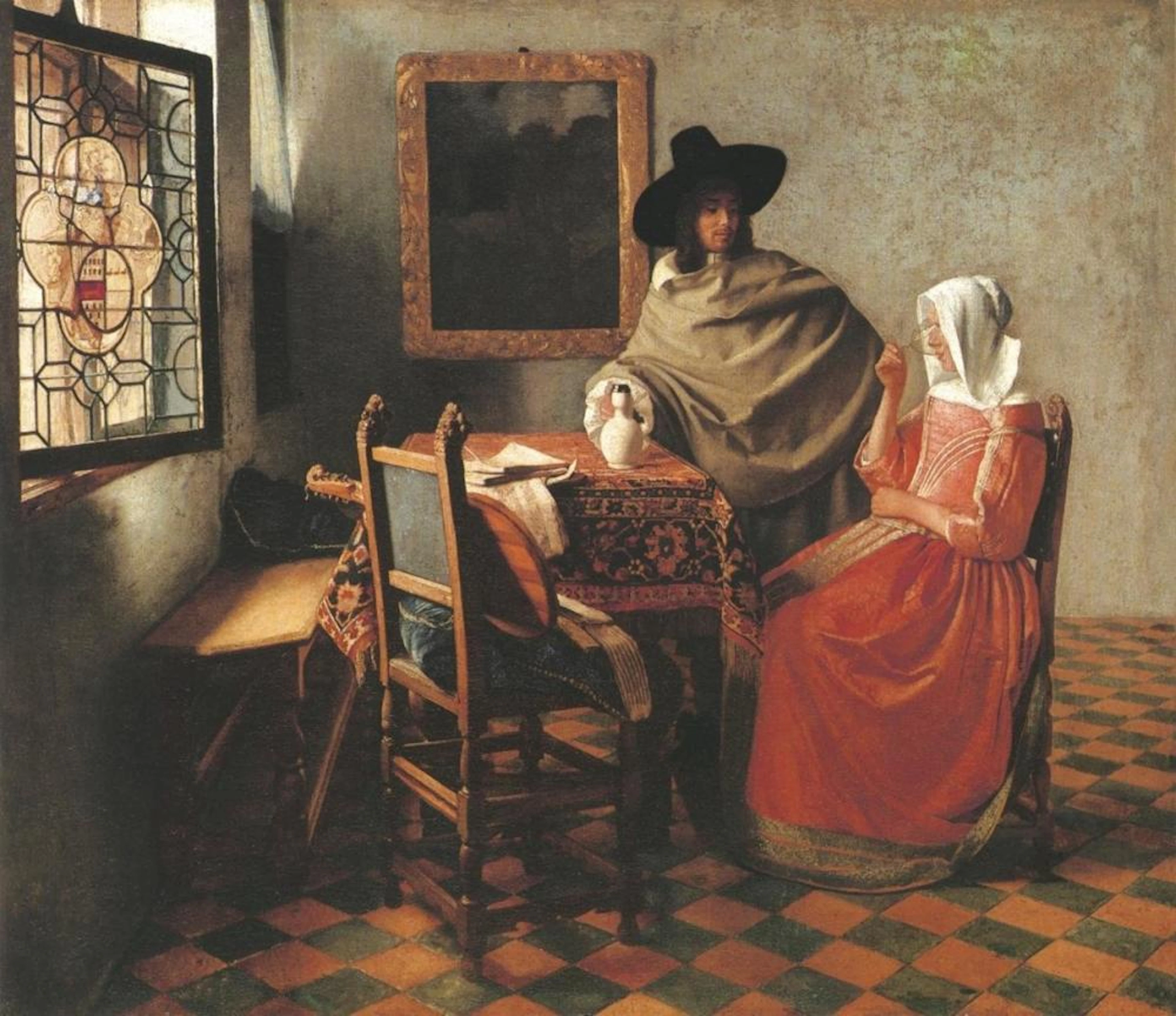 JOHANNES VERMEER - GENTLEMAN AND WOMAN DRINKING