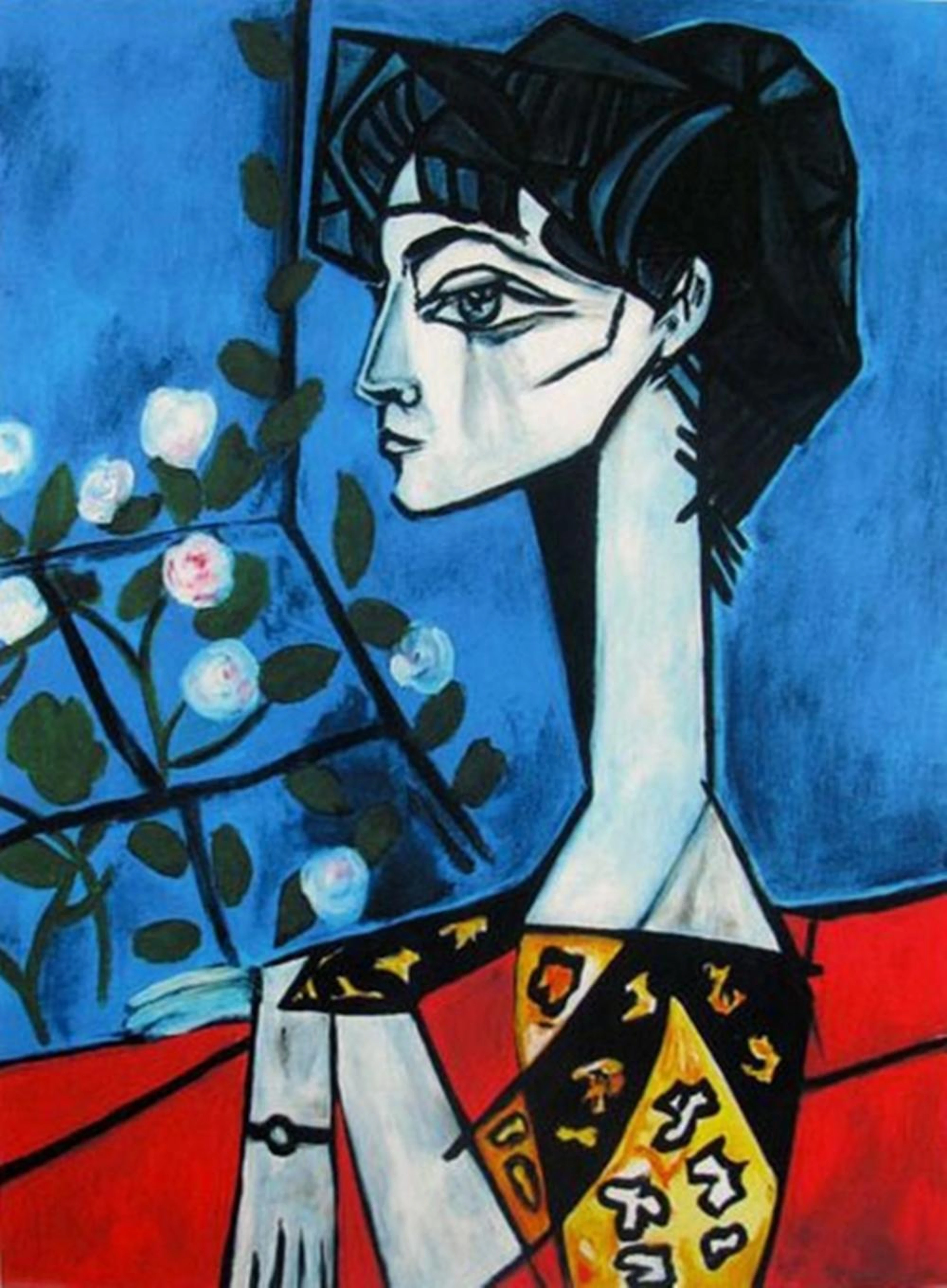 Pablo Picasso Jacqueline Roque With Flowers