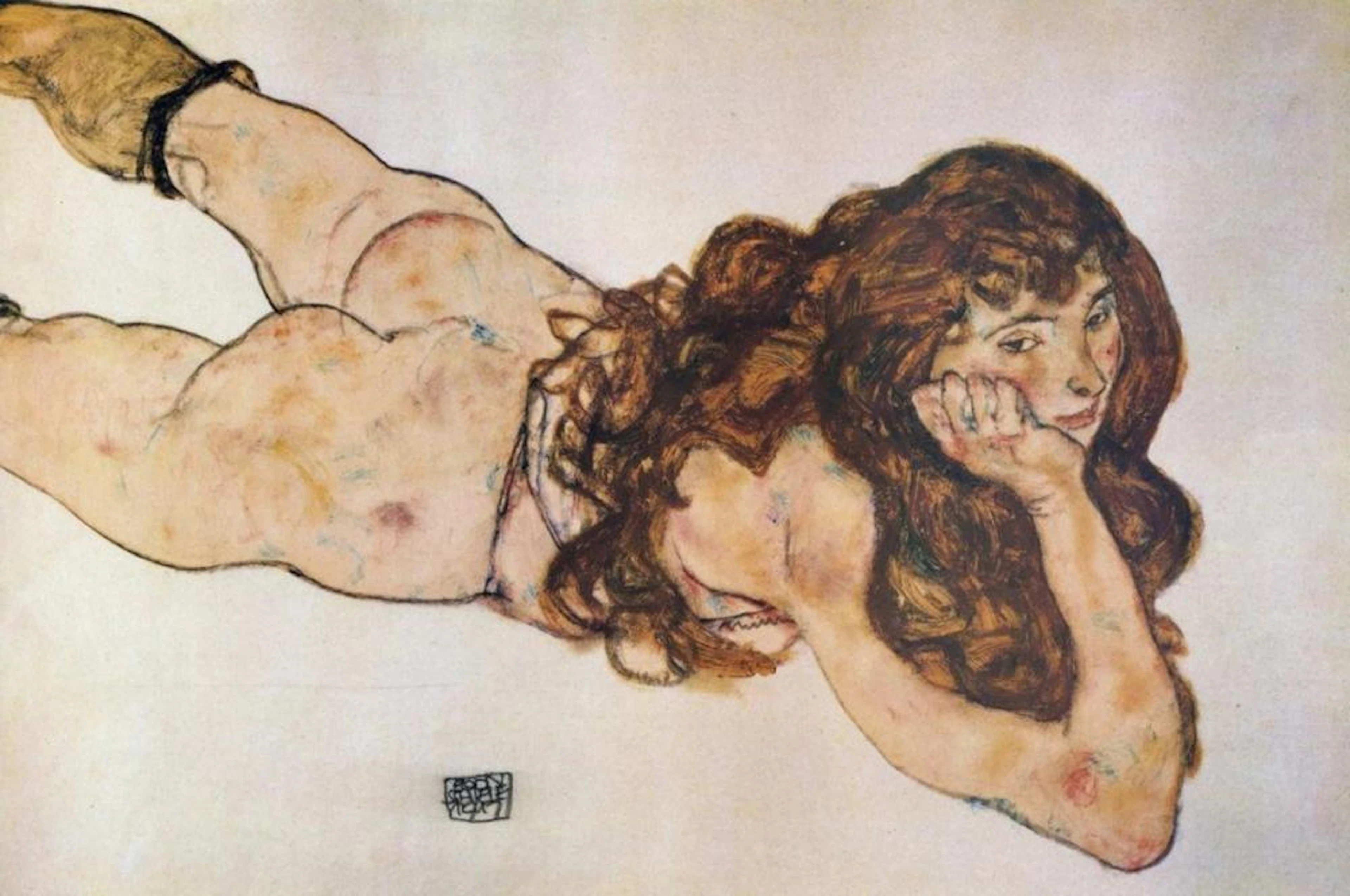 EGON SCHIELE - LYING NUDE 1917
