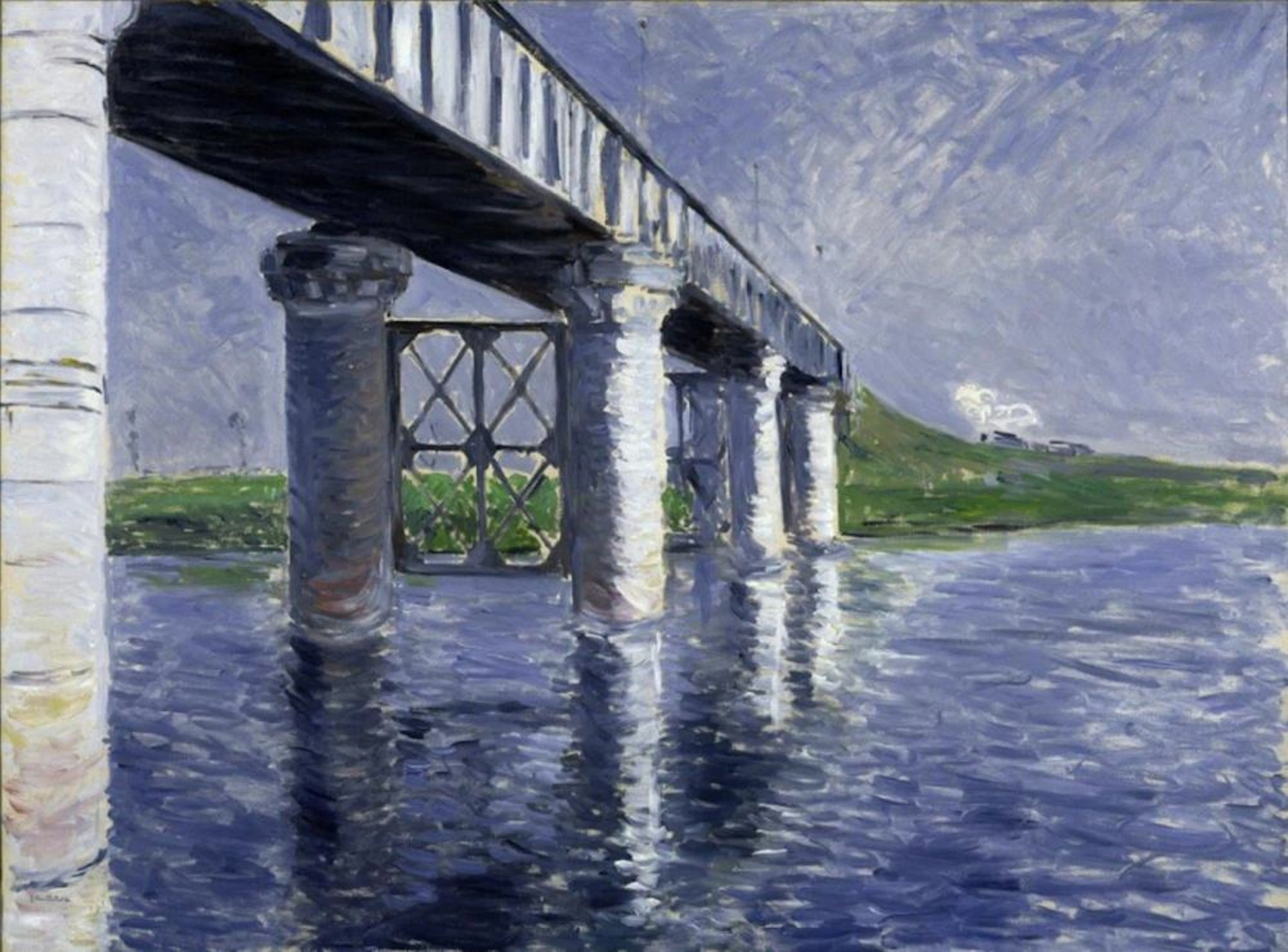 GUSTAVE CAILLEBOTTE - THE SEINE AND THE RAILROAD BRIDGE...
