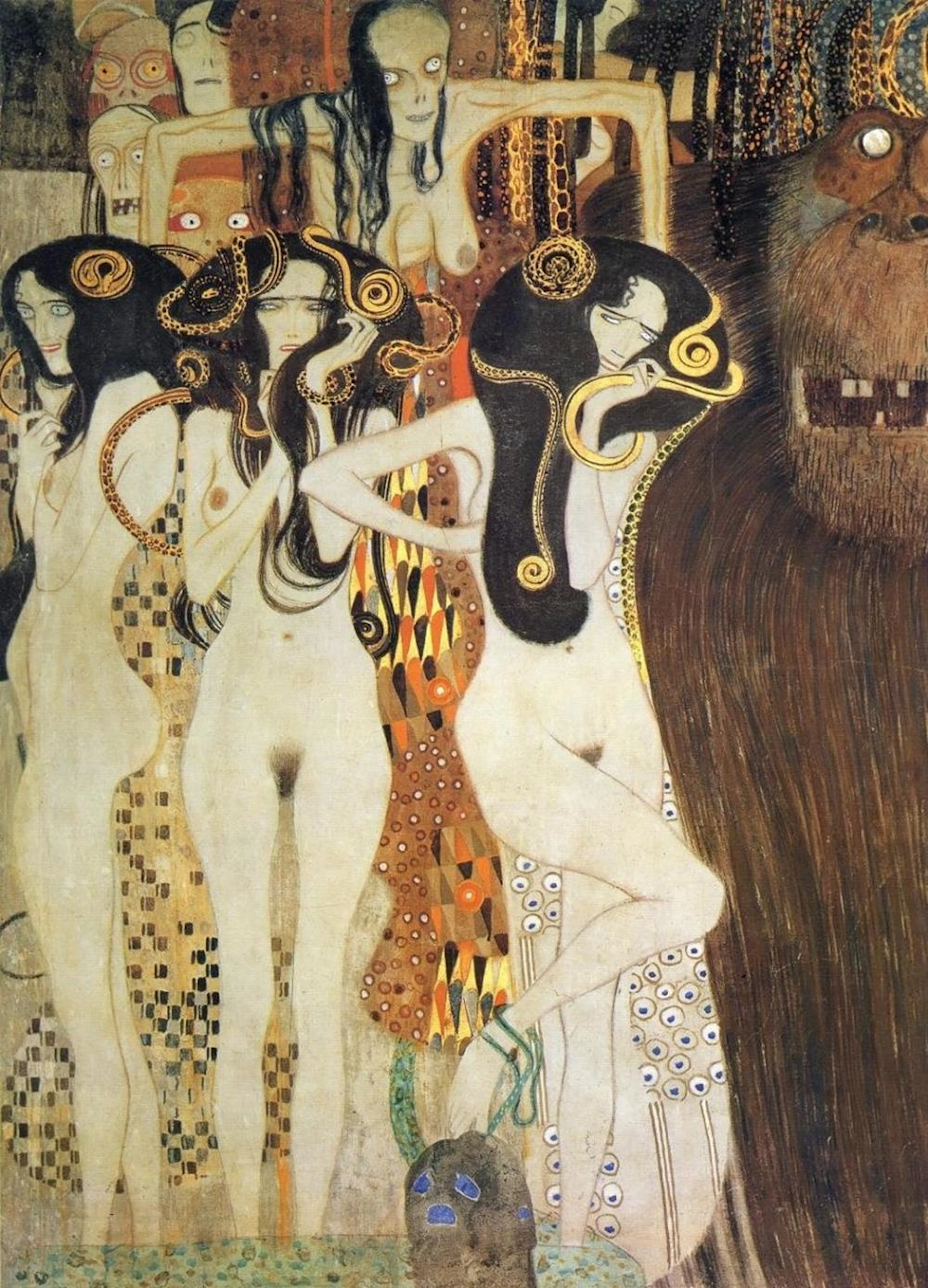 GUSTAV KLIMT - SICKNESS MANIA AND DEATH (DETAIL BEETHOVEN FRIEZE) 1902