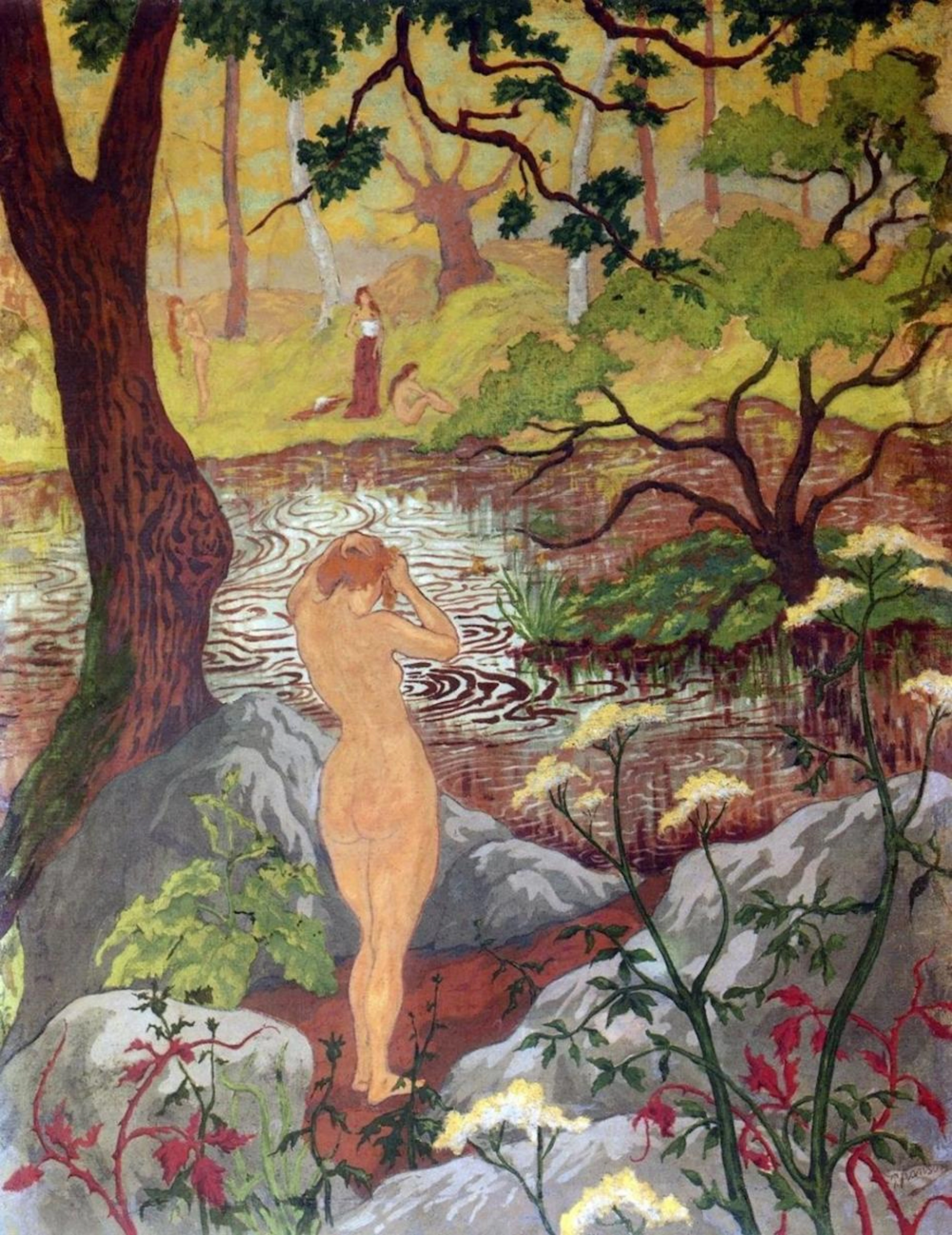 PAUL RANSON - NU SE COIFFANT AU BORD DE LETANG