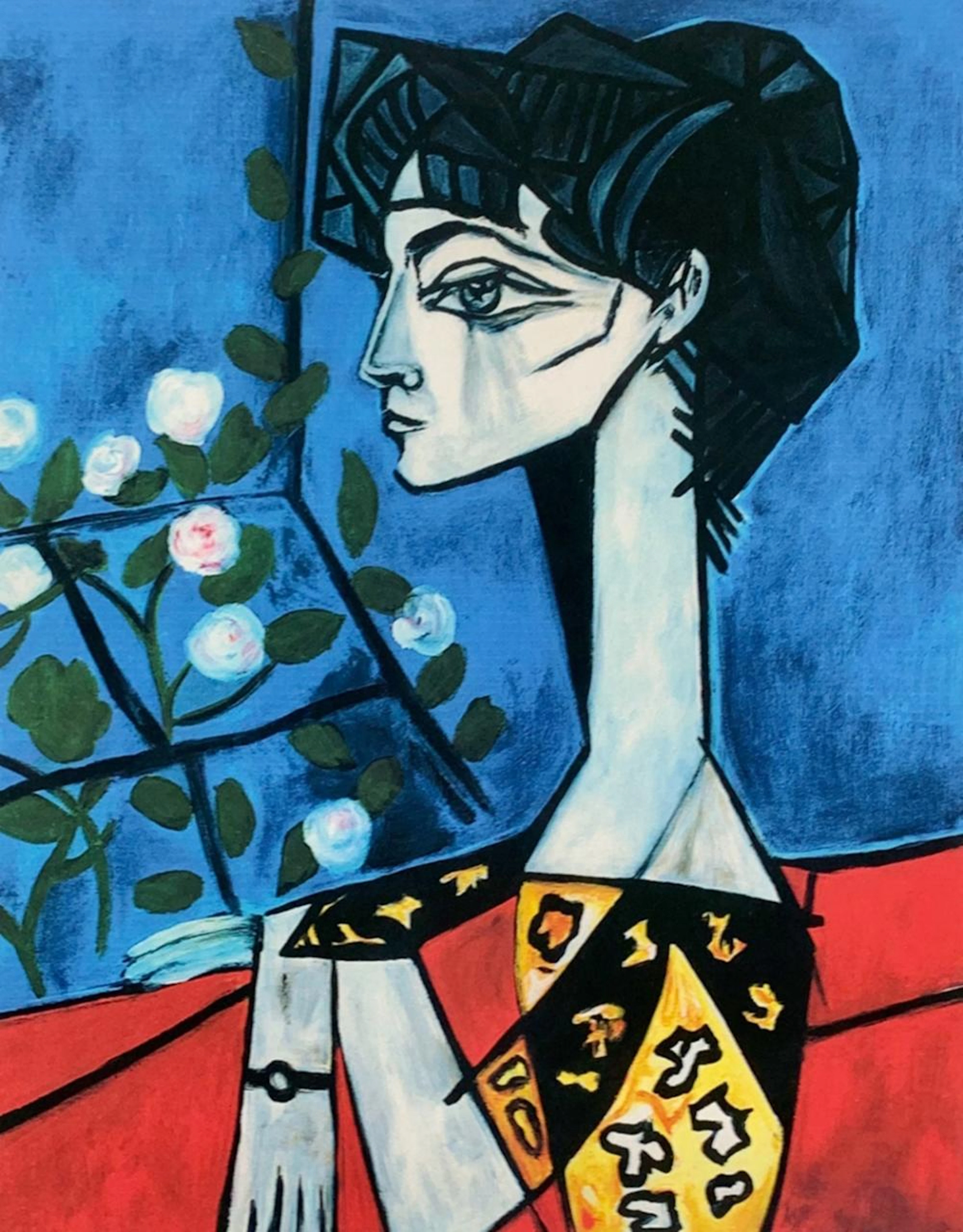 Pablo Picasso JACQUELINE ROQUE WITH FLOWERS Estate Signed...