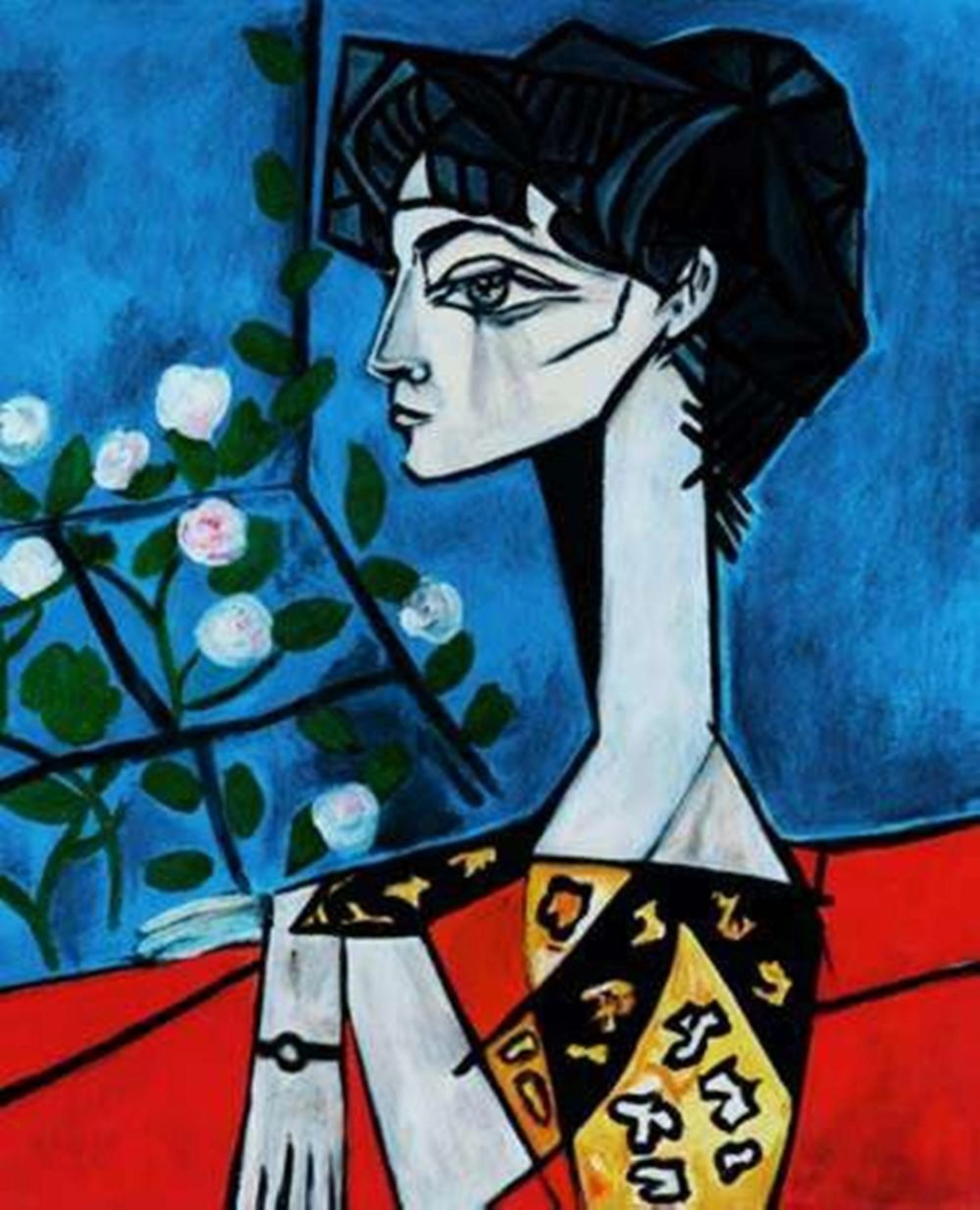 Pablo Picasso Portrait Of Jacqueline Roque With Flowers