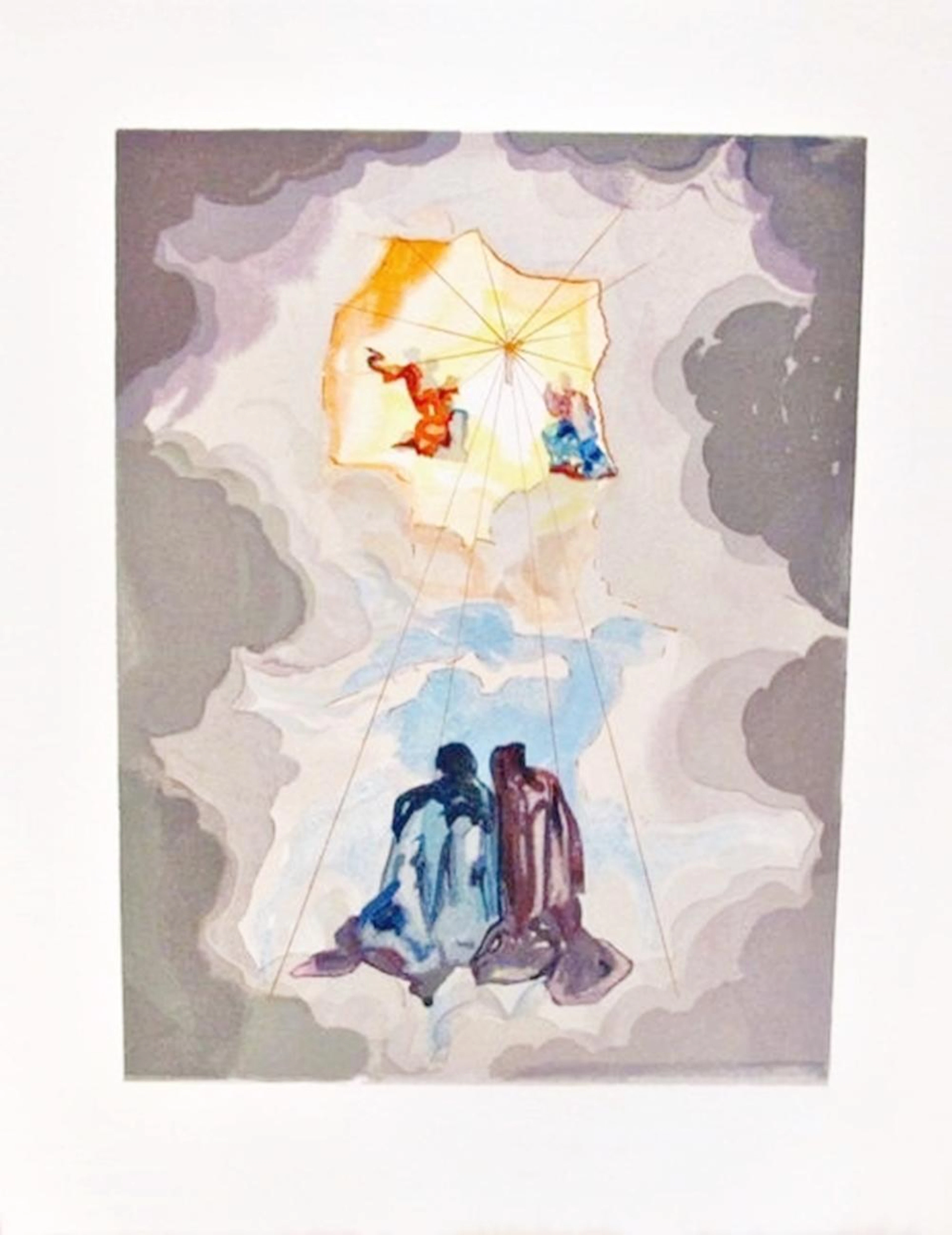 Salvador Dali 1960 Divine Comedy Paradise #15 Color Woodcut Wood Block Engraving