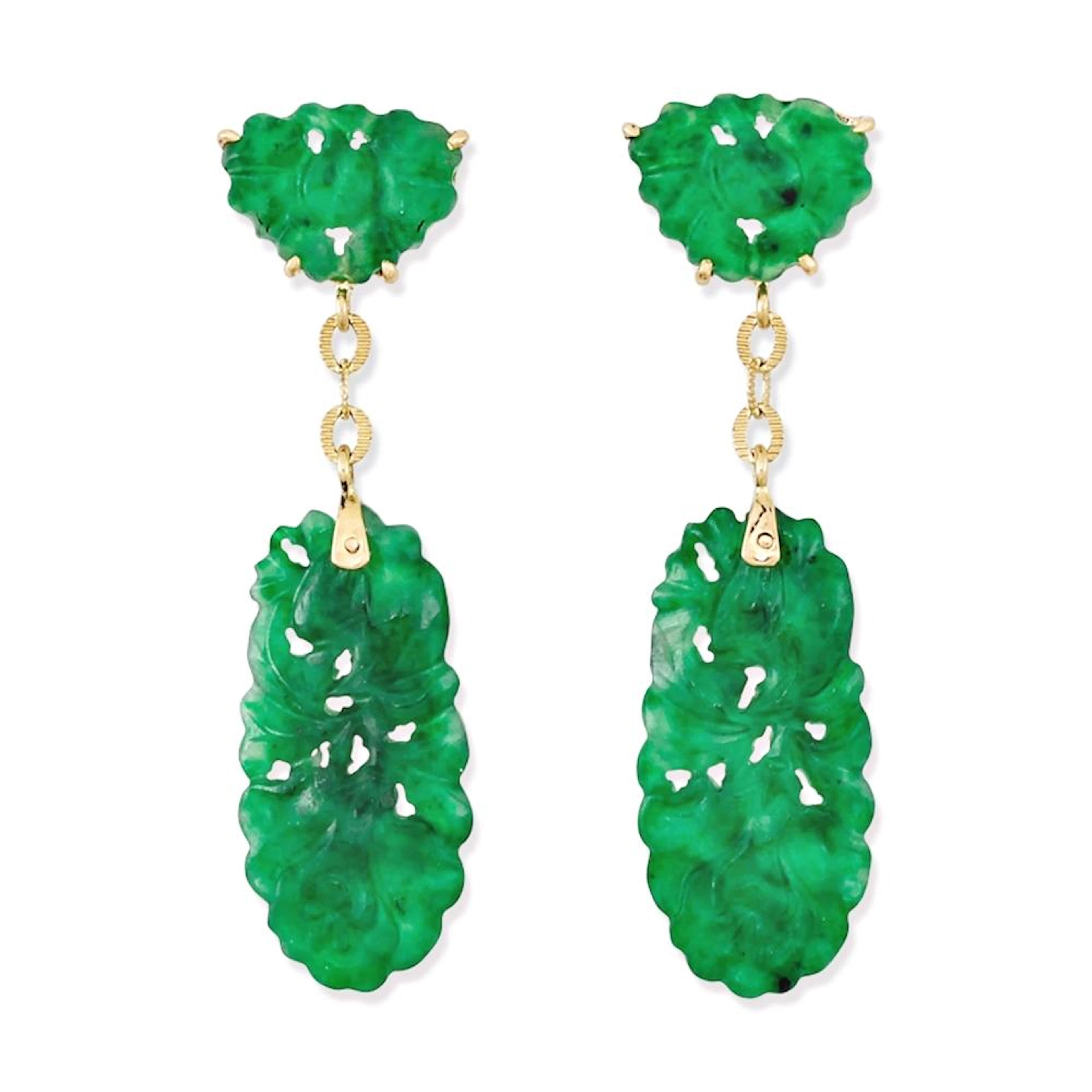 All Natural Green Jade Earrings