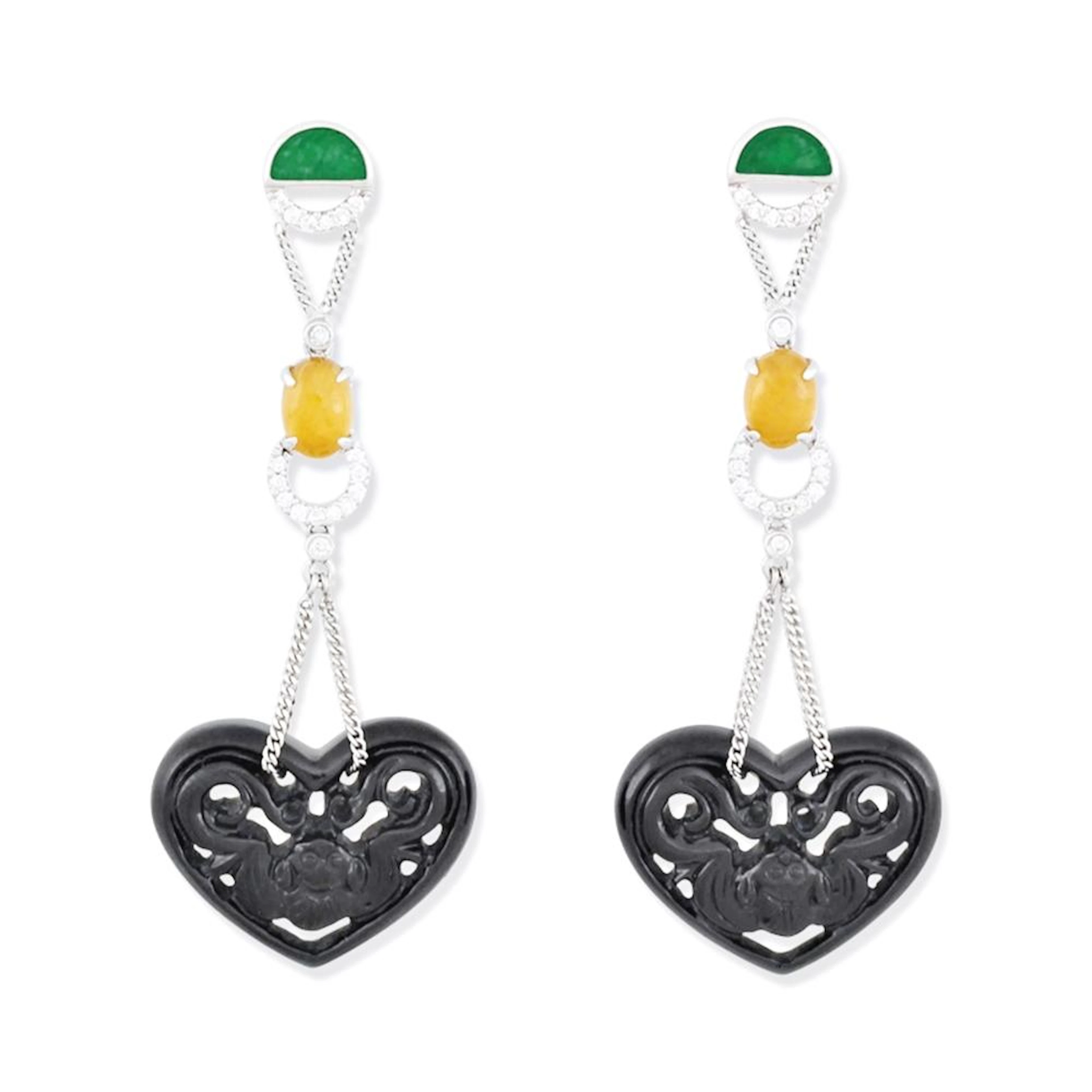 All Natural Black Jade Earrings