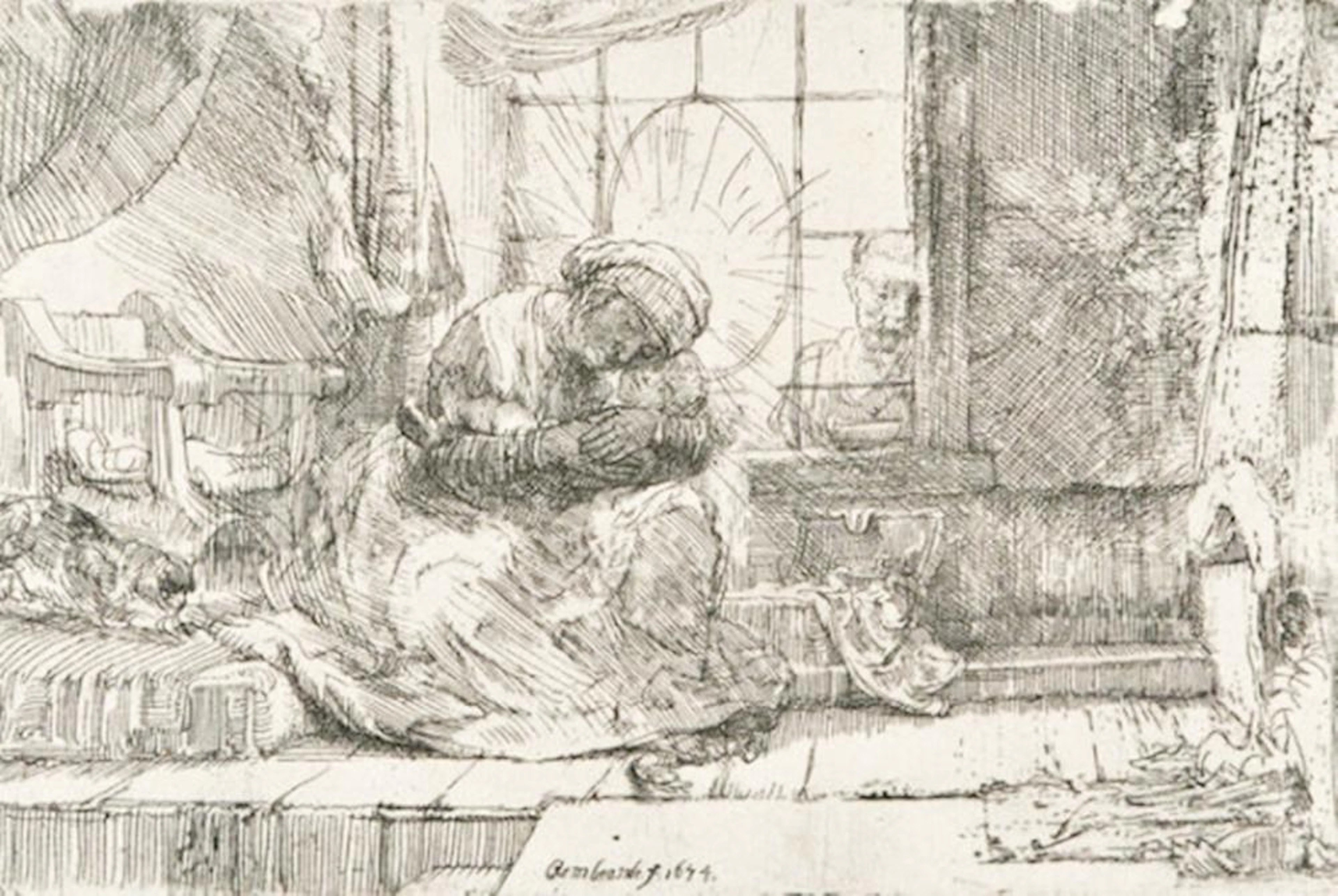 REMBRANDT VAN RIJN THE VIRGIN AND CHILD WITH THE CAT AND SNAKE, 1654
