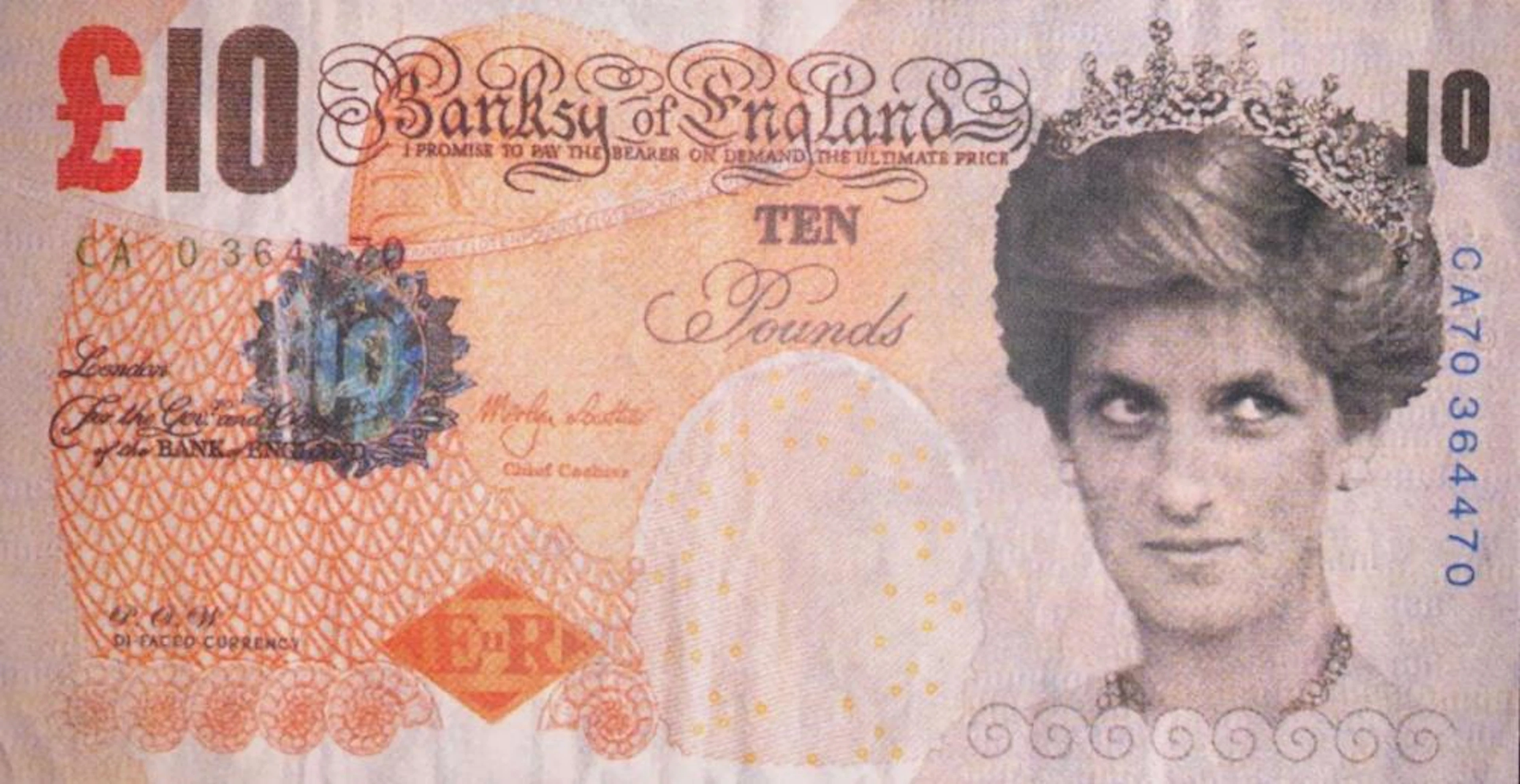 Banksy (d'après) - Lady Di Faced Tenner (Faux billet de 10 £), 2004