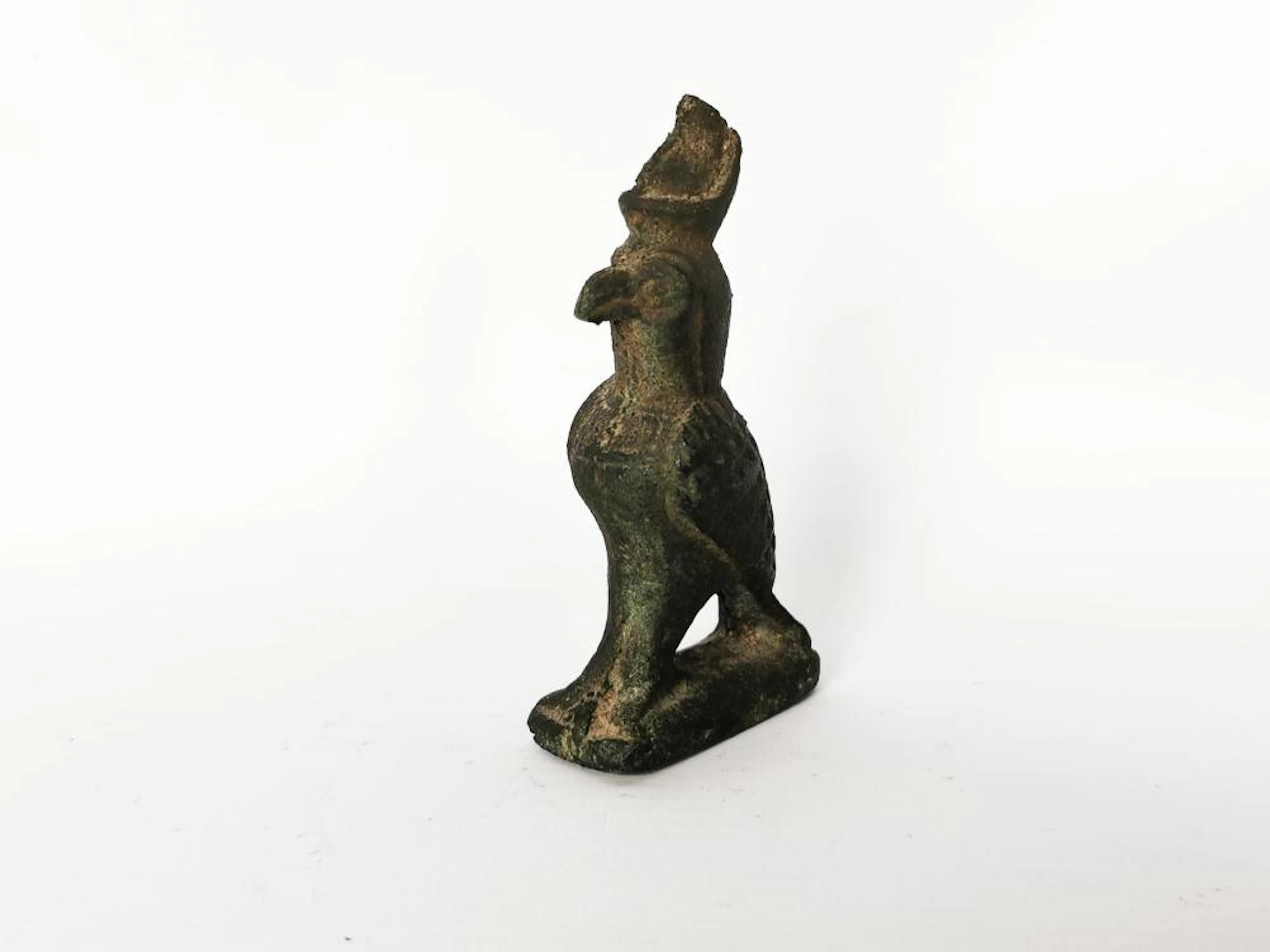 EGYPTE. Dieu Faucon Horus. Sujet en bronze. H.9 cm.Style ptolémaïque.