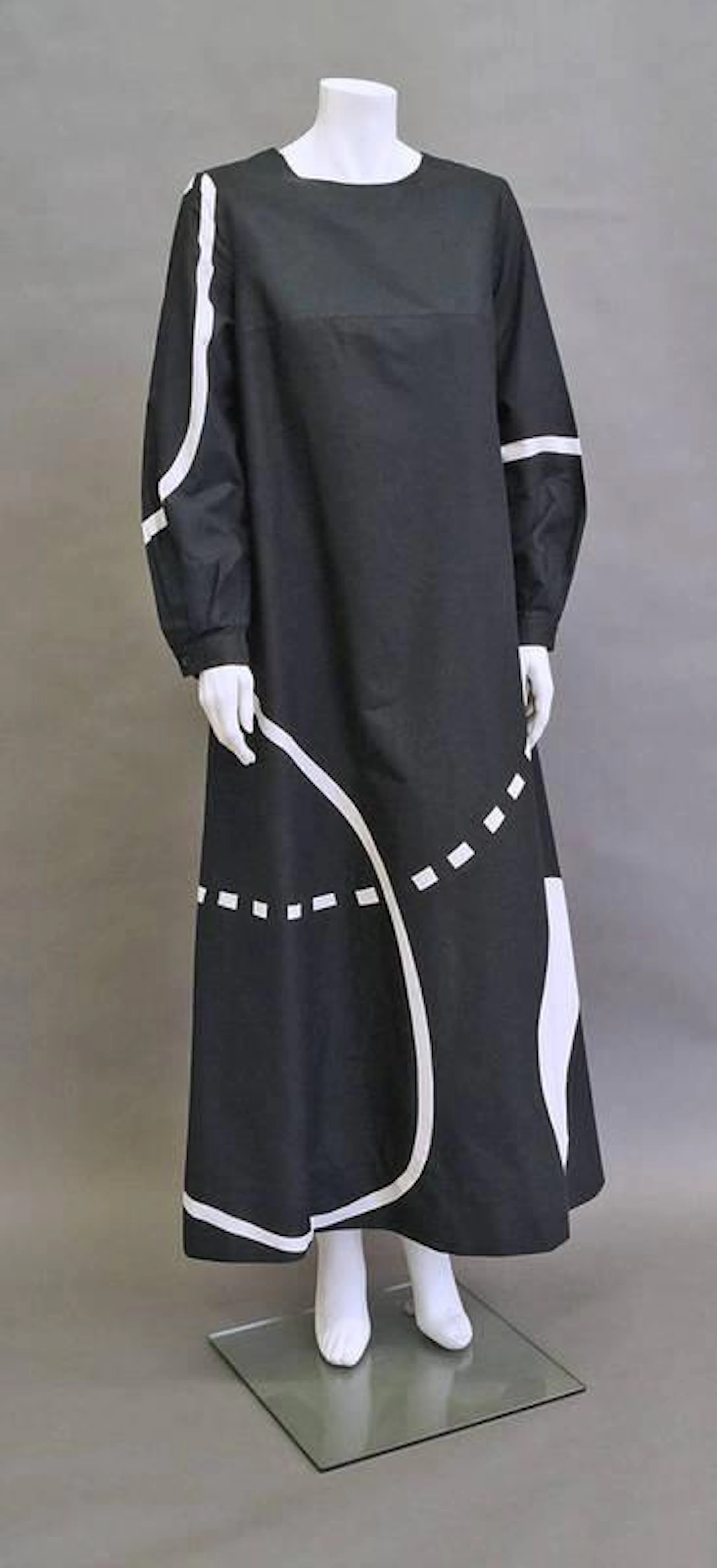 Marimekko: A black and white cotton A-line maxi-dress, zip closure