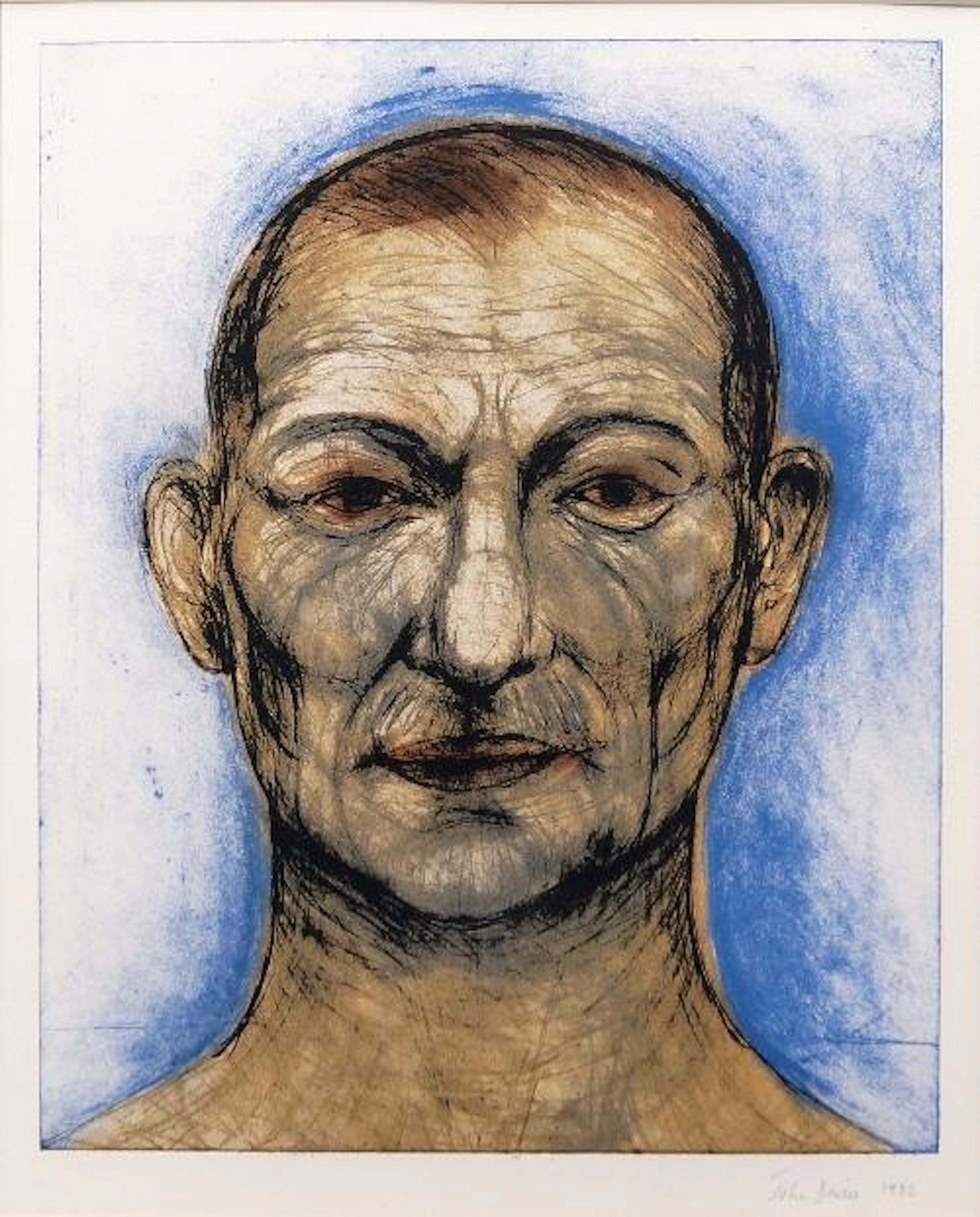 John Davies, British b.1946- ''Head I'' monoprint in colours, signed