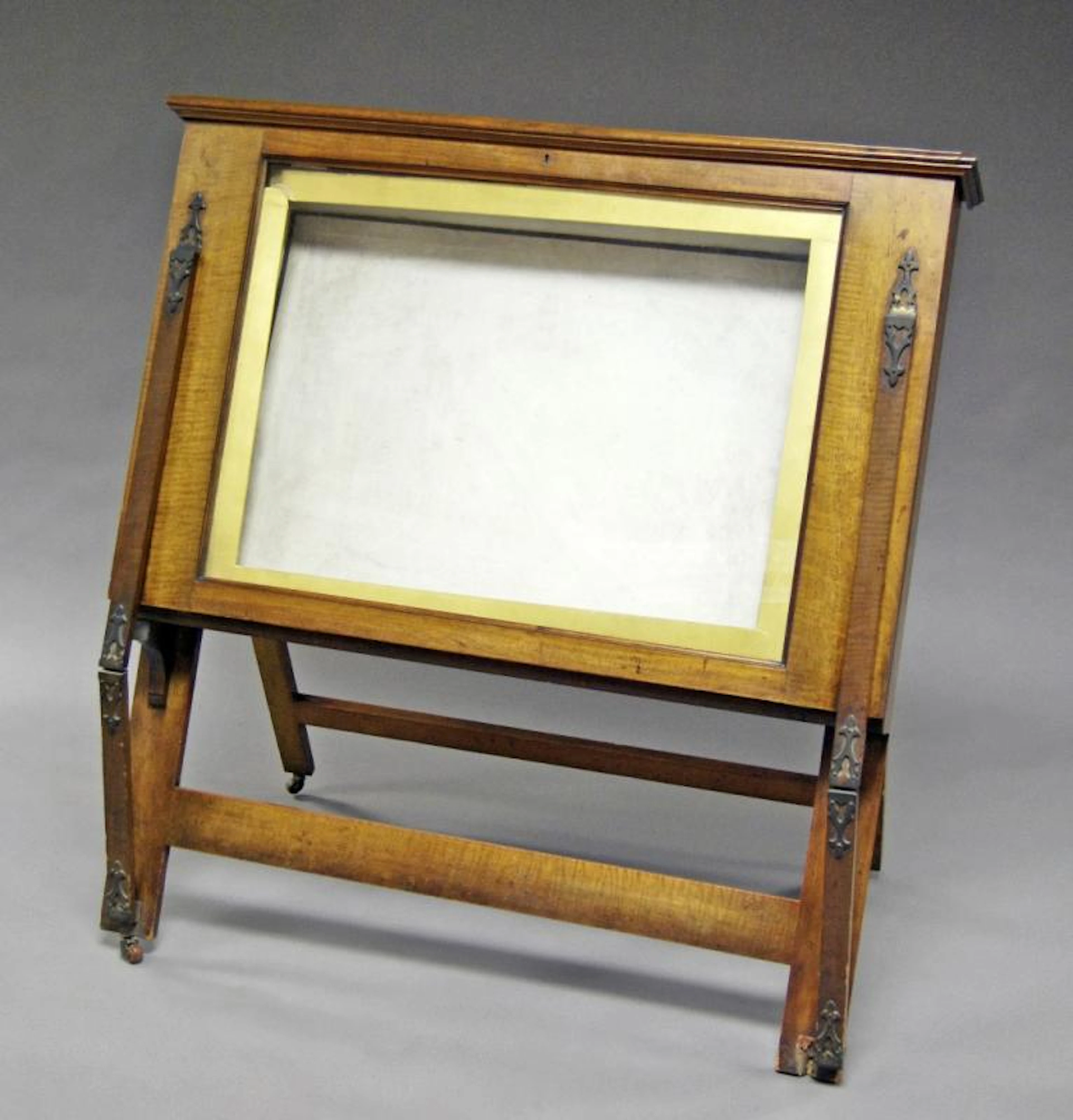 A Victorian mahogany folio stand, 19th century, glazed rectangular