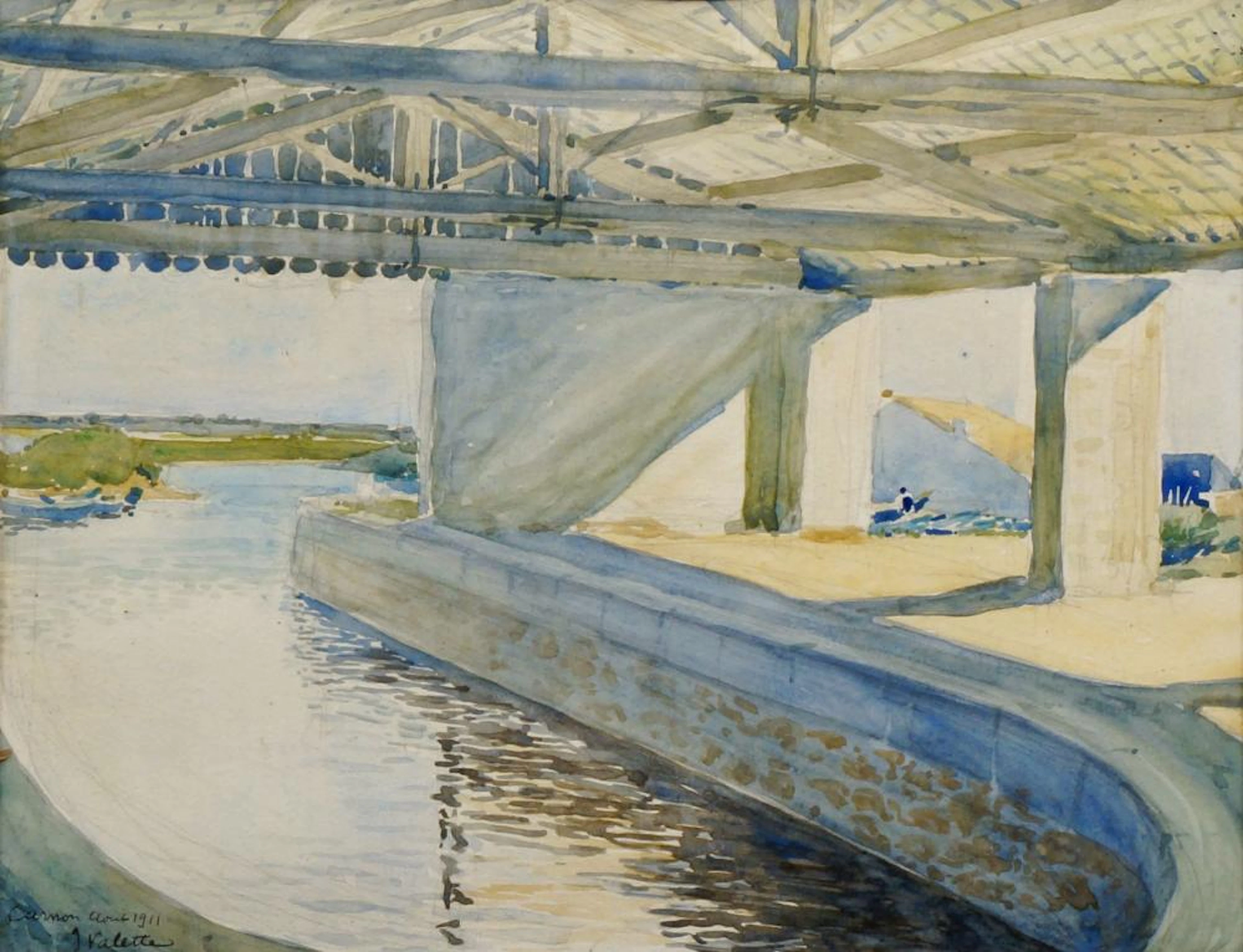 Pierre Adolphe Valette, French 1876-1942- ''Carnon''; watercolour