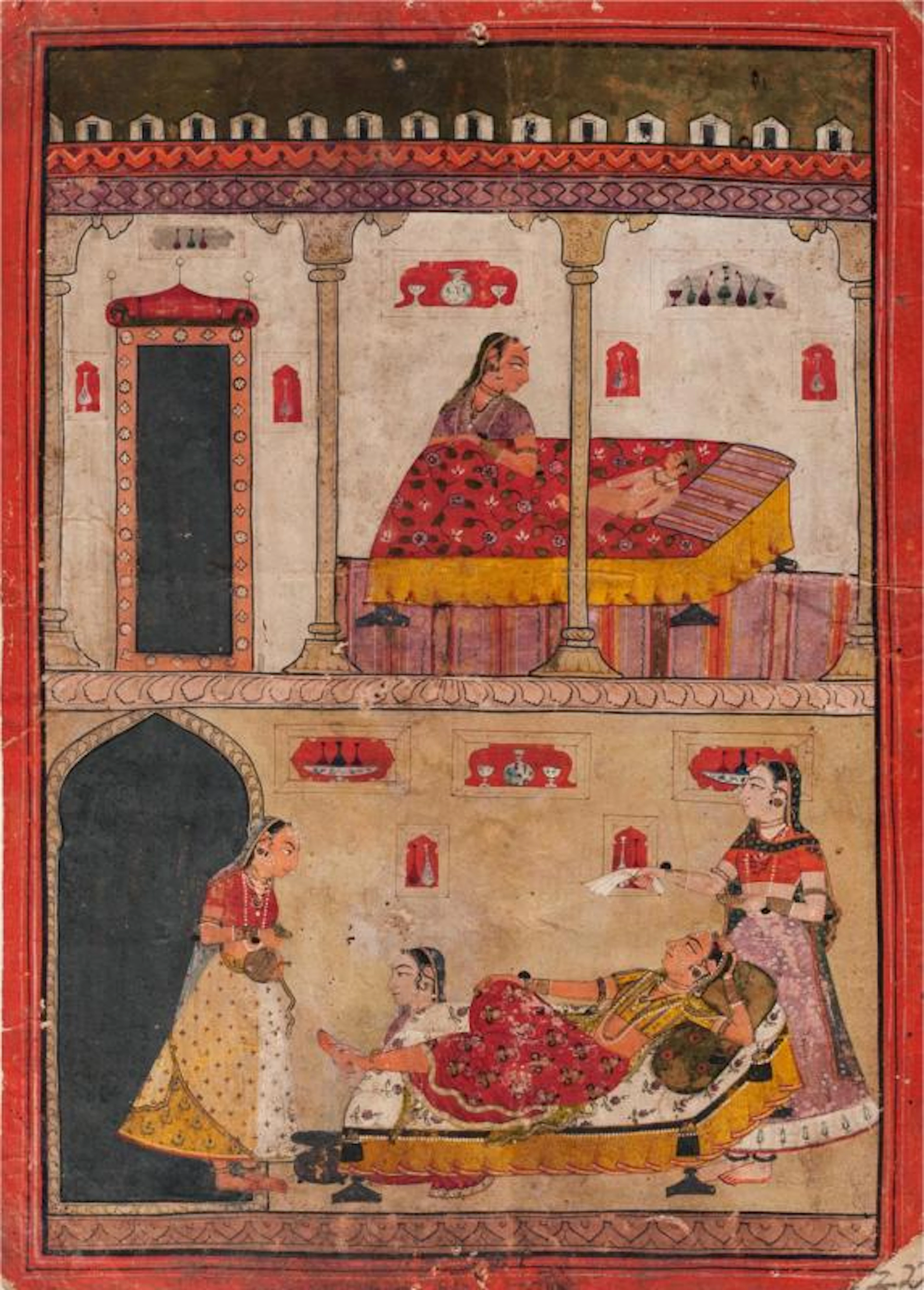 Woman with a sleeping child , Bilaspur, c. 1700, opaque watercolor