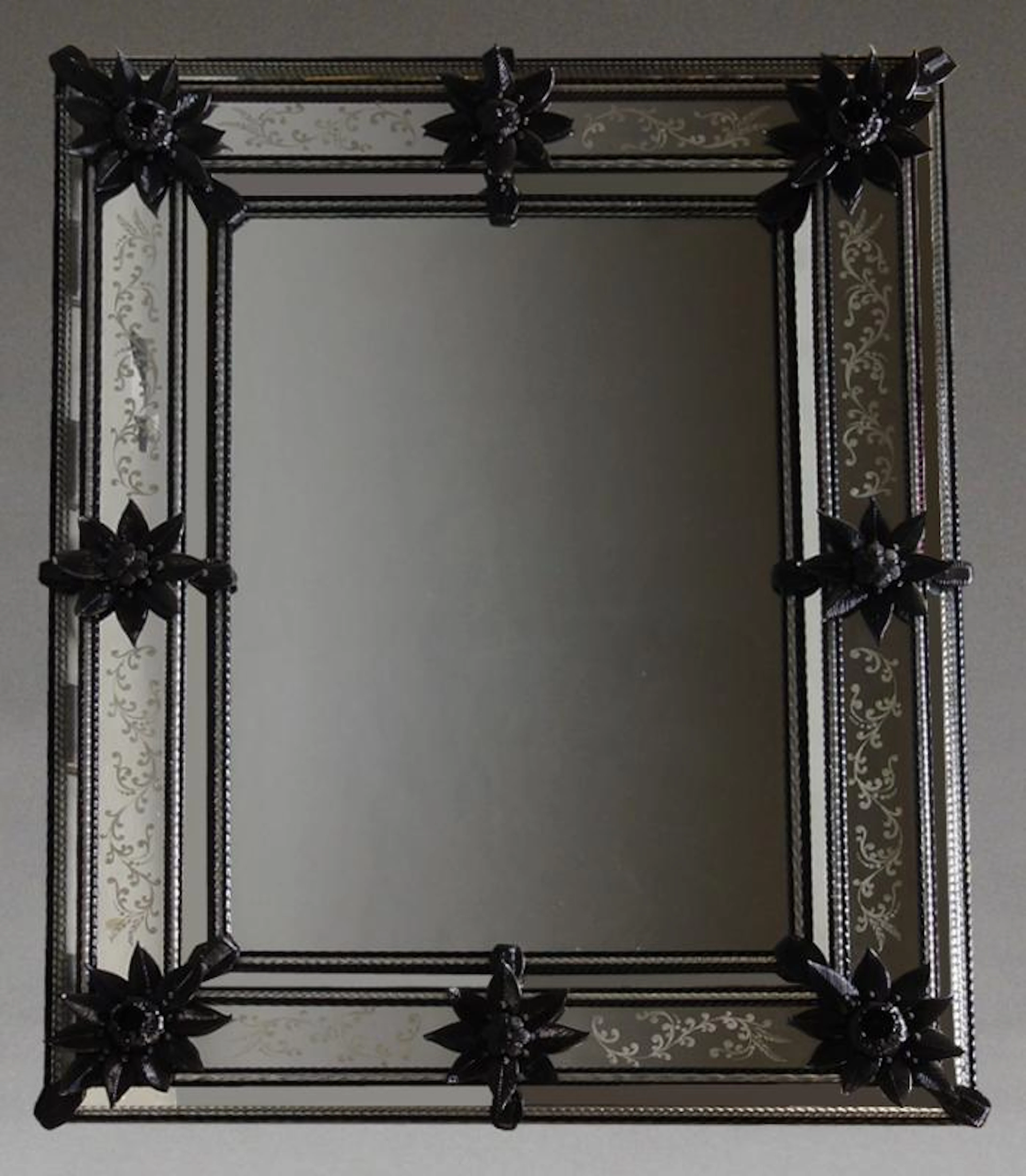 Barbini, Murano, a rectangular Venetian style mirror decorated with