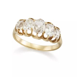 A Victorian gold five stone diamond ring