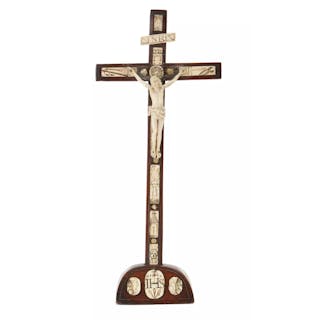A bone-inlaid rosewood crucifix
