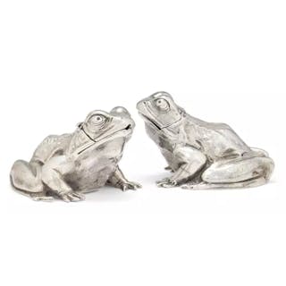 A pair of Victorian silver frog cruets John Septimus Beresford London