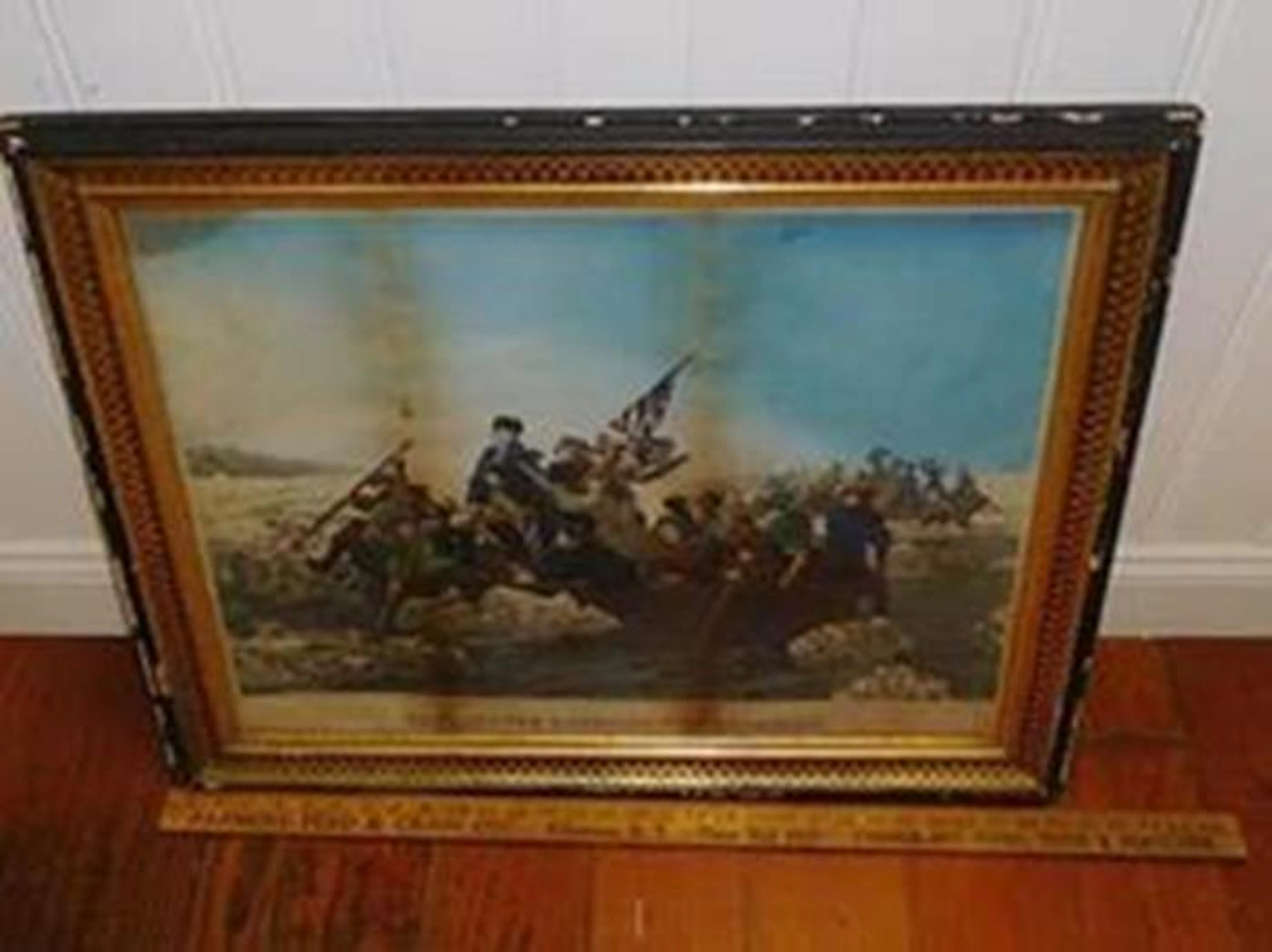 Antique Washington Crossing the Delaware Lithograph Print Circa 1865