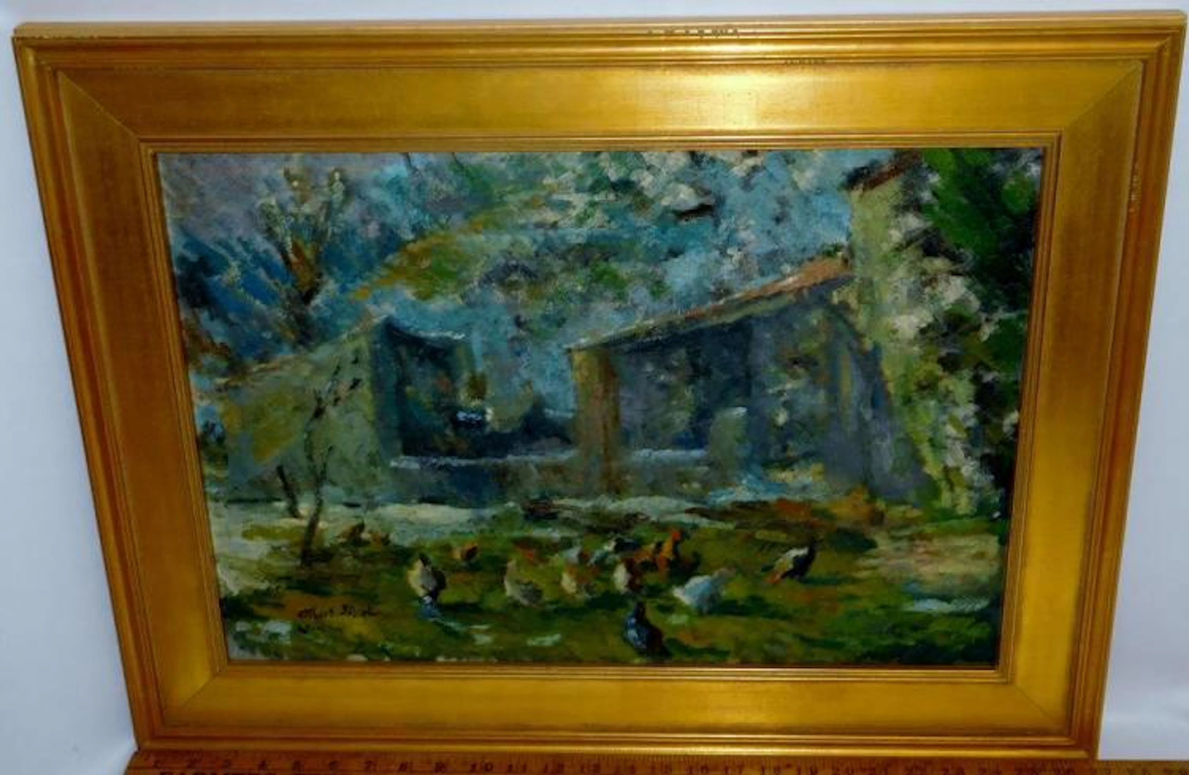 Albert JOSEPH (French, 1868-1952) Free Range Chickens Farm Scene Oil on Canvas