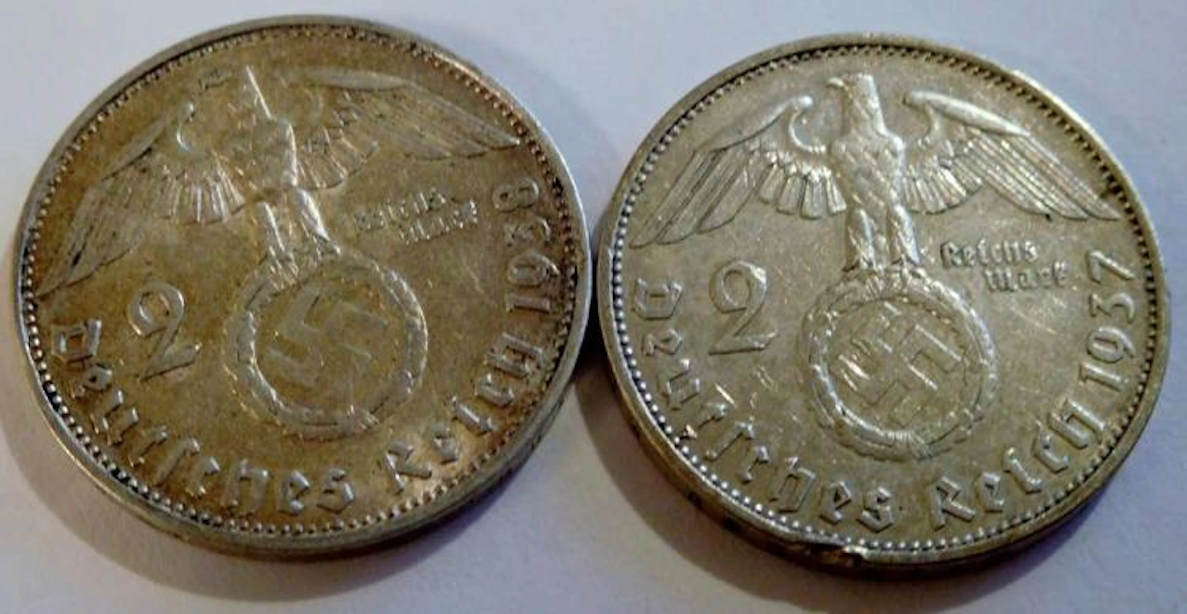 1937 & 1938 German Swastika 2 Reichsmarks (BU/GEM)