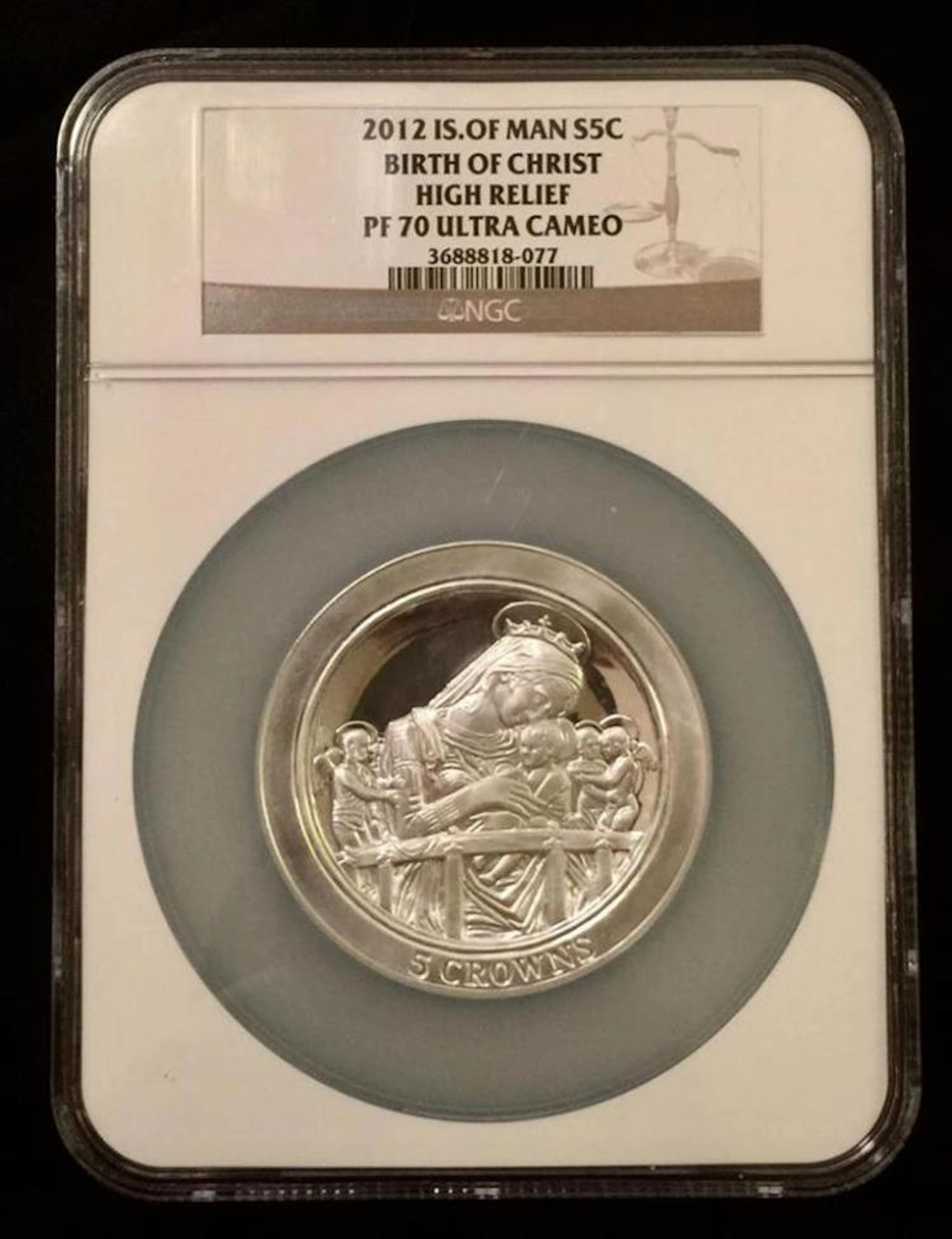 2012 Isle of Man Silver 5 Crown NGC PF70