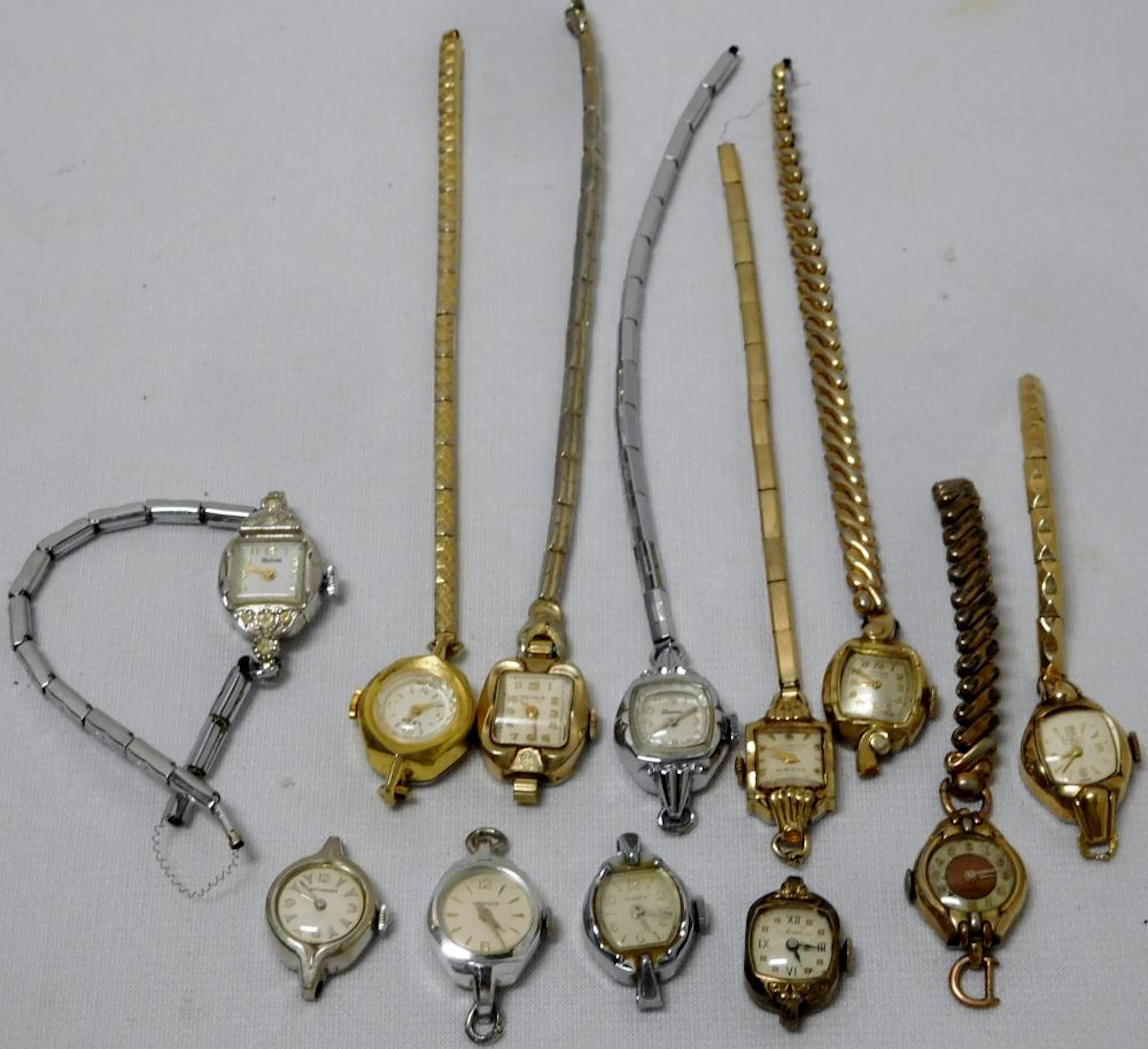 Large Lot of 12 Vintage Ladies Watches (Gold Filled, RGP) for Parts