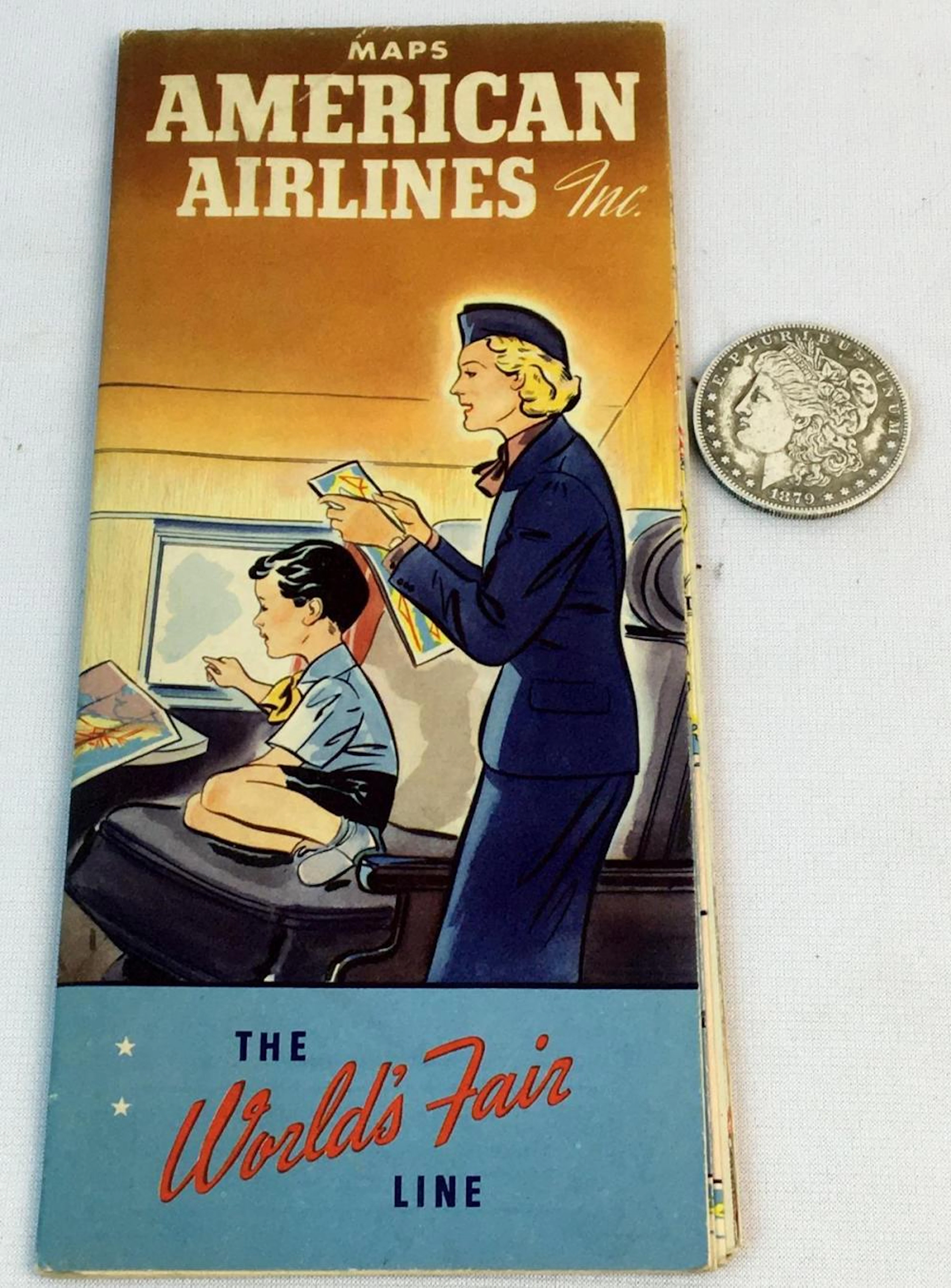 Vintage 1939 American Airlines Inc. Foldout Map
