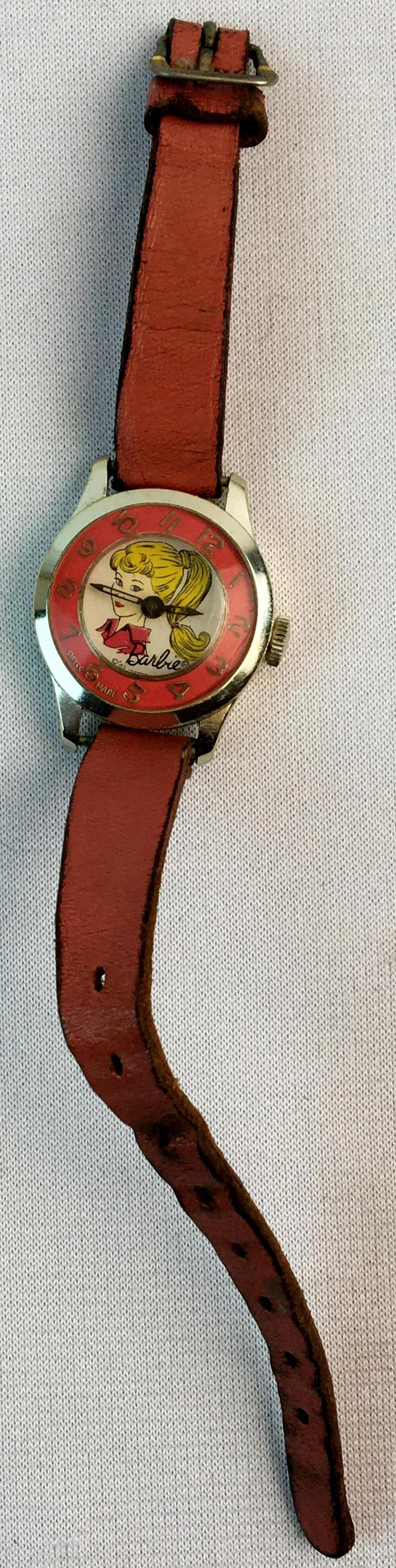 Vintage 1963 Swiss-Made Windup Barbie Watch with Leather...