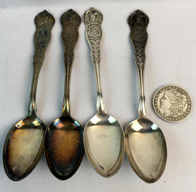 Lot of 4 Wm. Rogers & Son AA State Souvenir Spoons (Arkansas, DC)