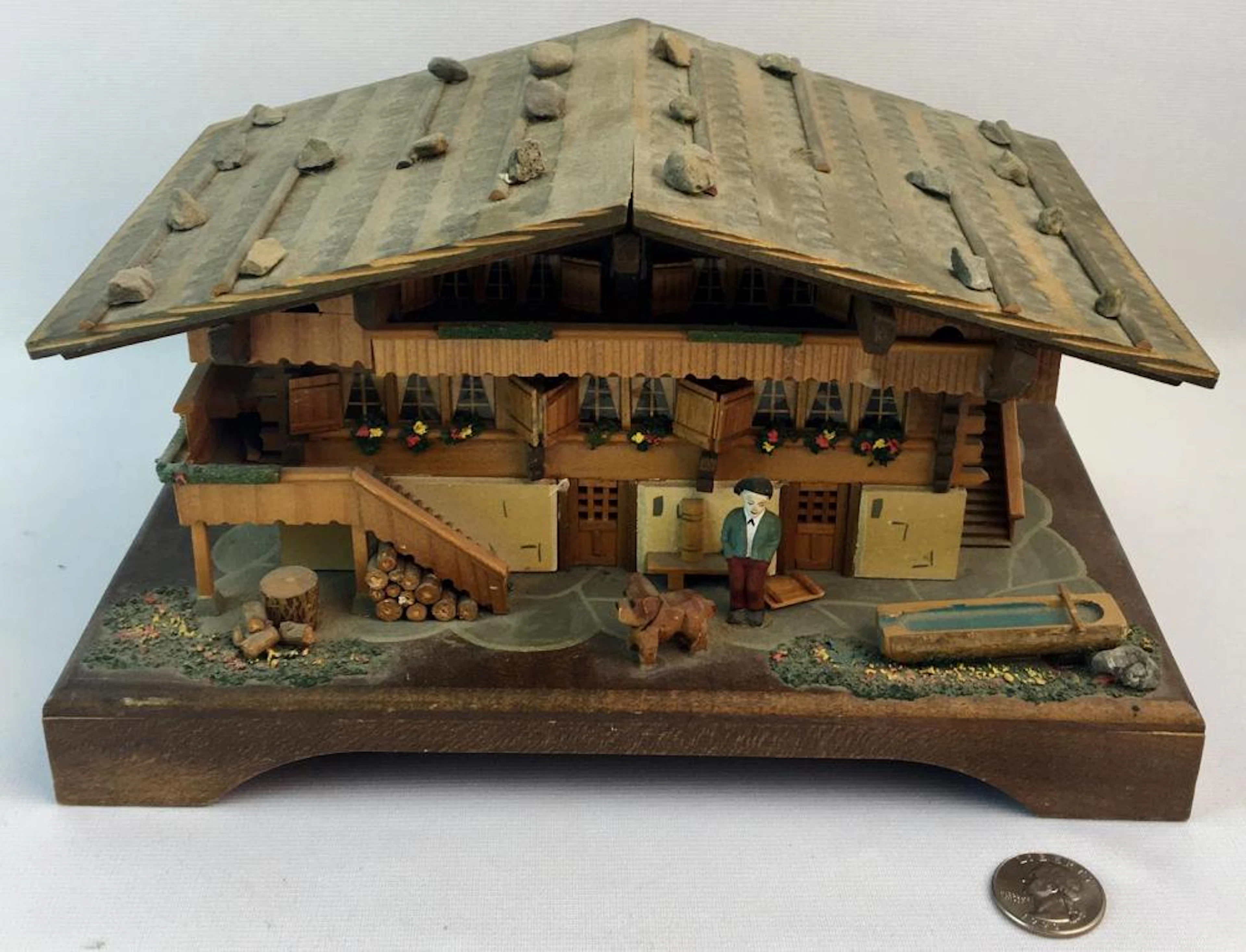Vintage Franz Carl Weber (Jouets Weber) Swiss Wooden House Music Box WORKS