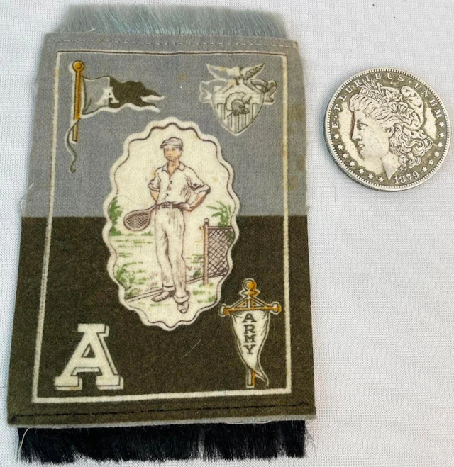 Antique 1910 Army Tennis Murad Tobacco Felt Rug B33 US Military Academy