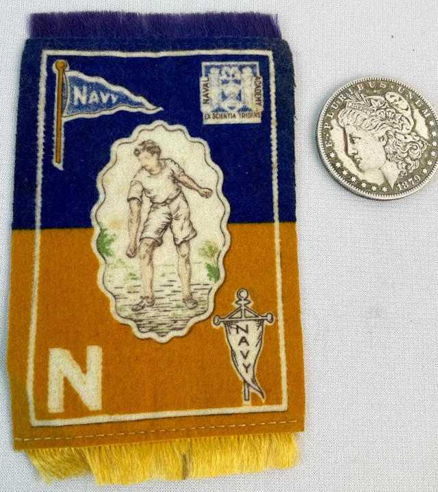 Antique 1910 Navy Midshipmen Track Murad Tobacco Felt Rug B33 Naval Academy